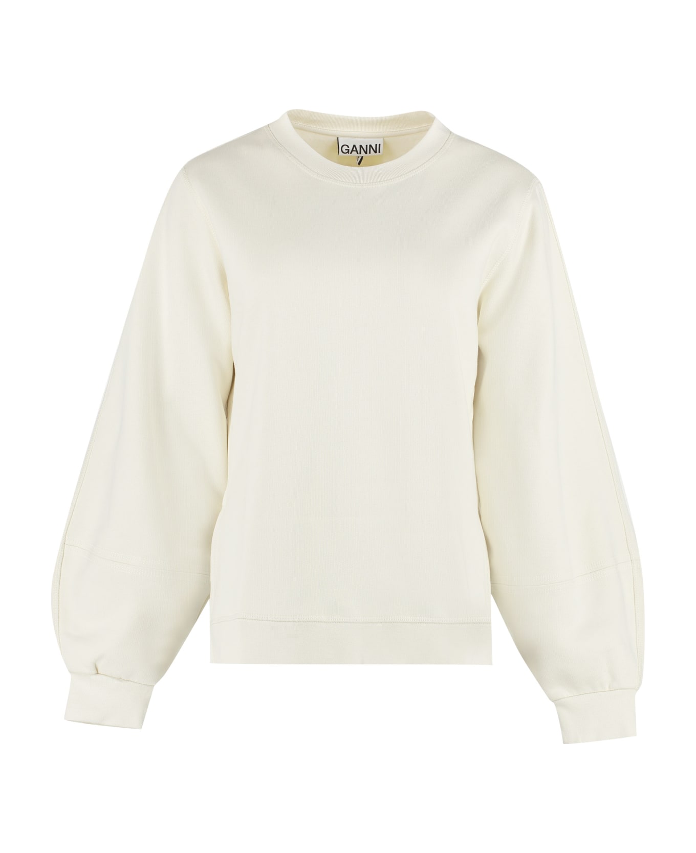 Ganni Cream Cotton Blend Sweatshirt - panna