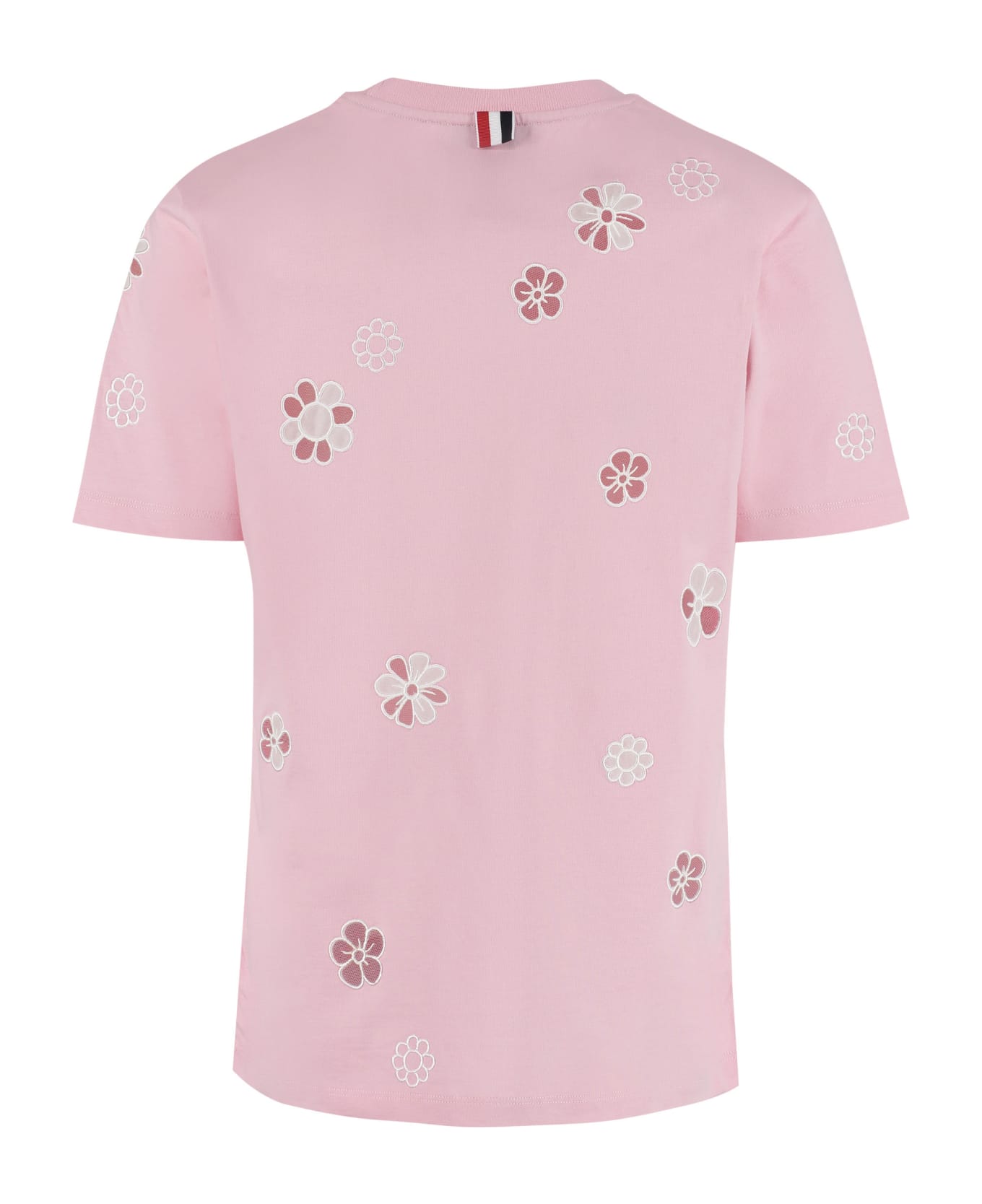 Thom Browne Embroidered Cotton T-shirt - Pink