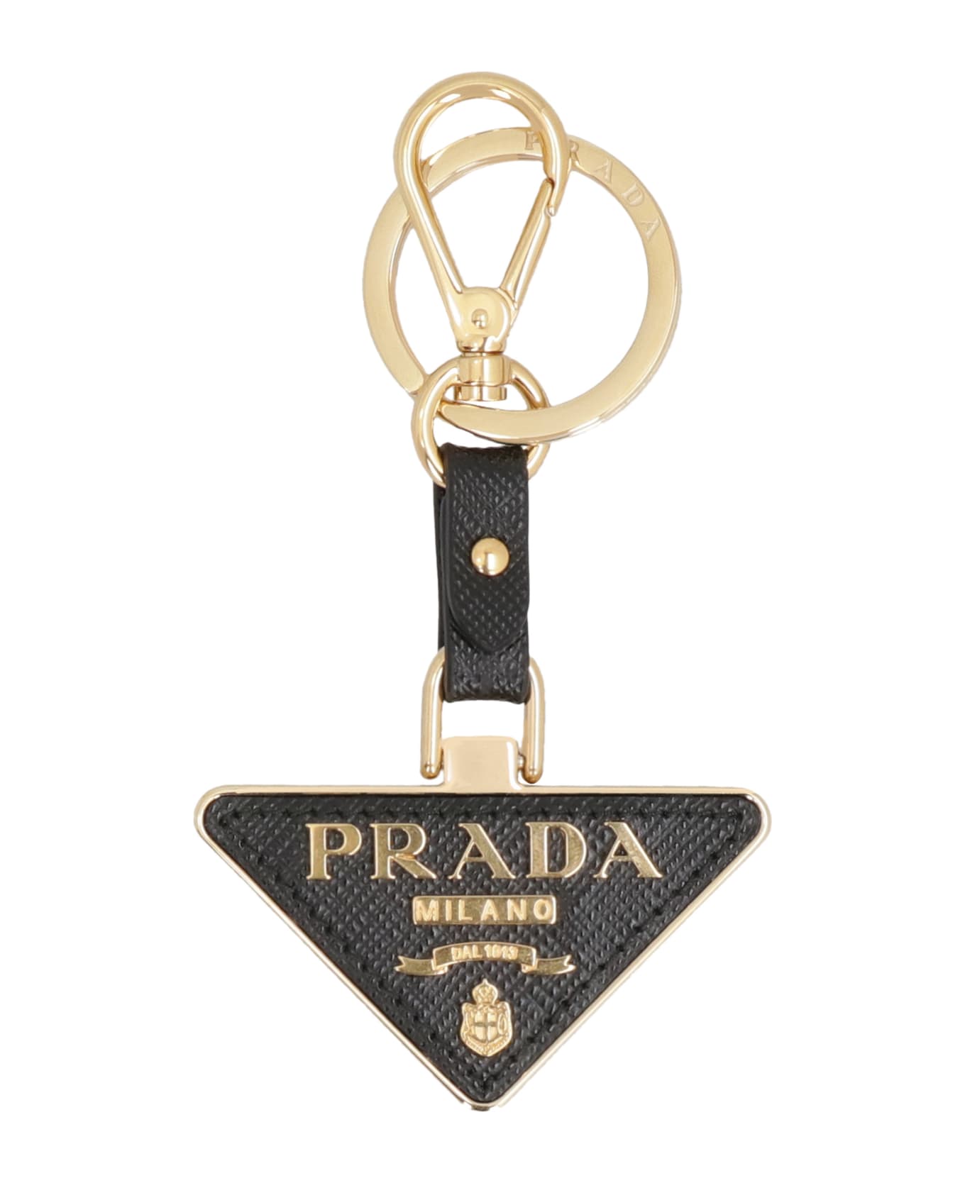 Prada Leather Keyring With Logo - black