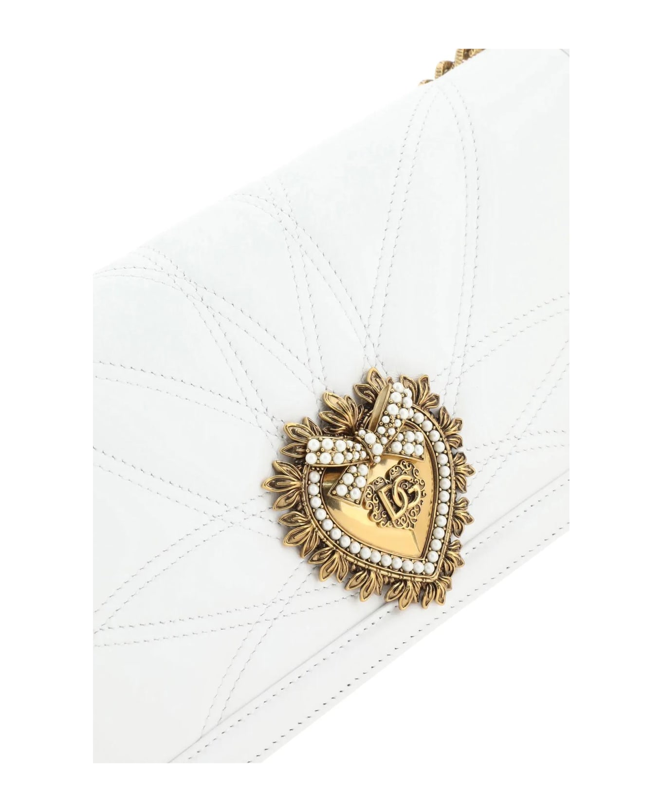 Dolce & Gabbana White Nappa Leather Devotion Shoulder Bag - Bianco