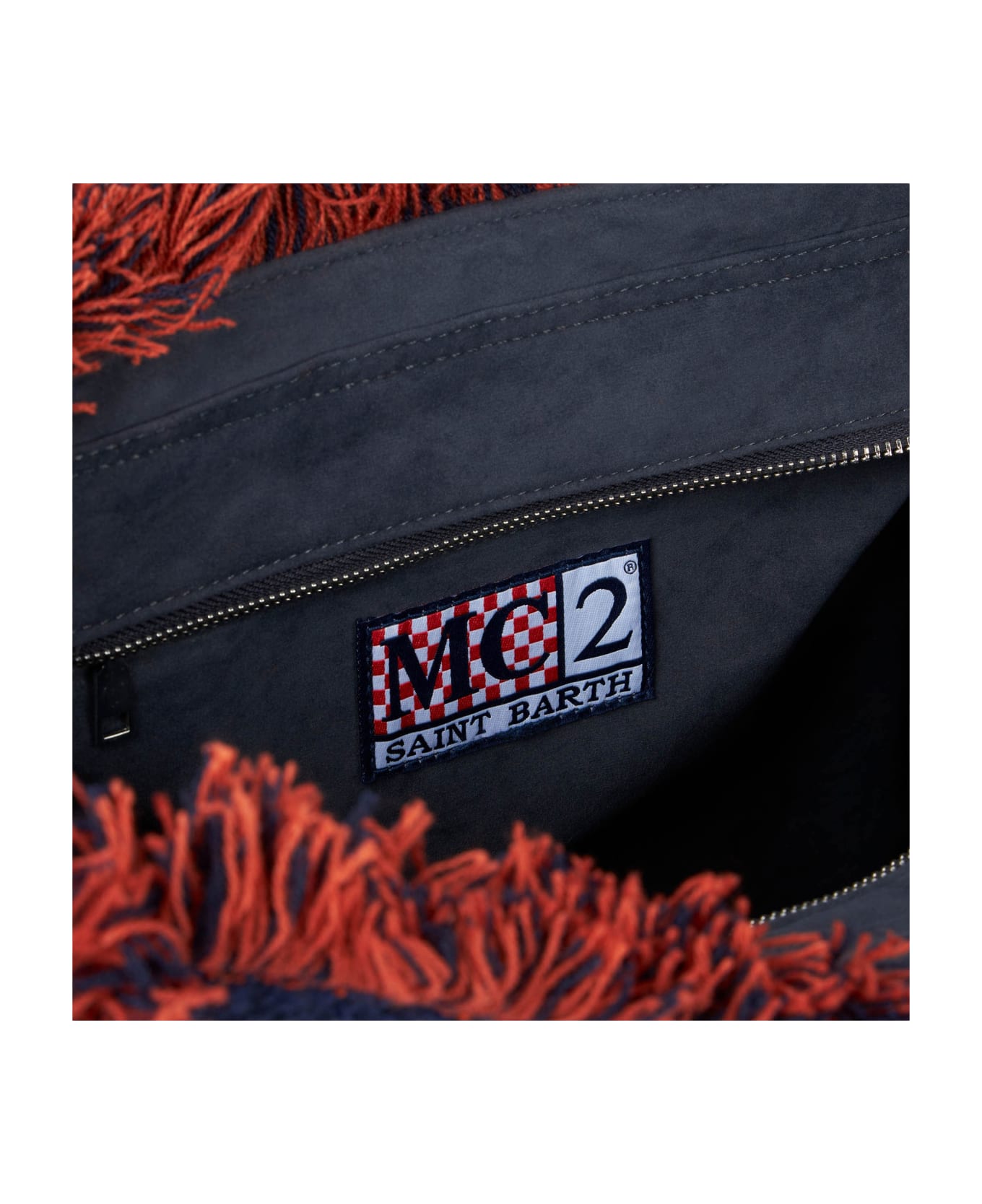 MC2 Saint Barth Vanity Wooly Shoulder Bag With Check Print - ORANGE
