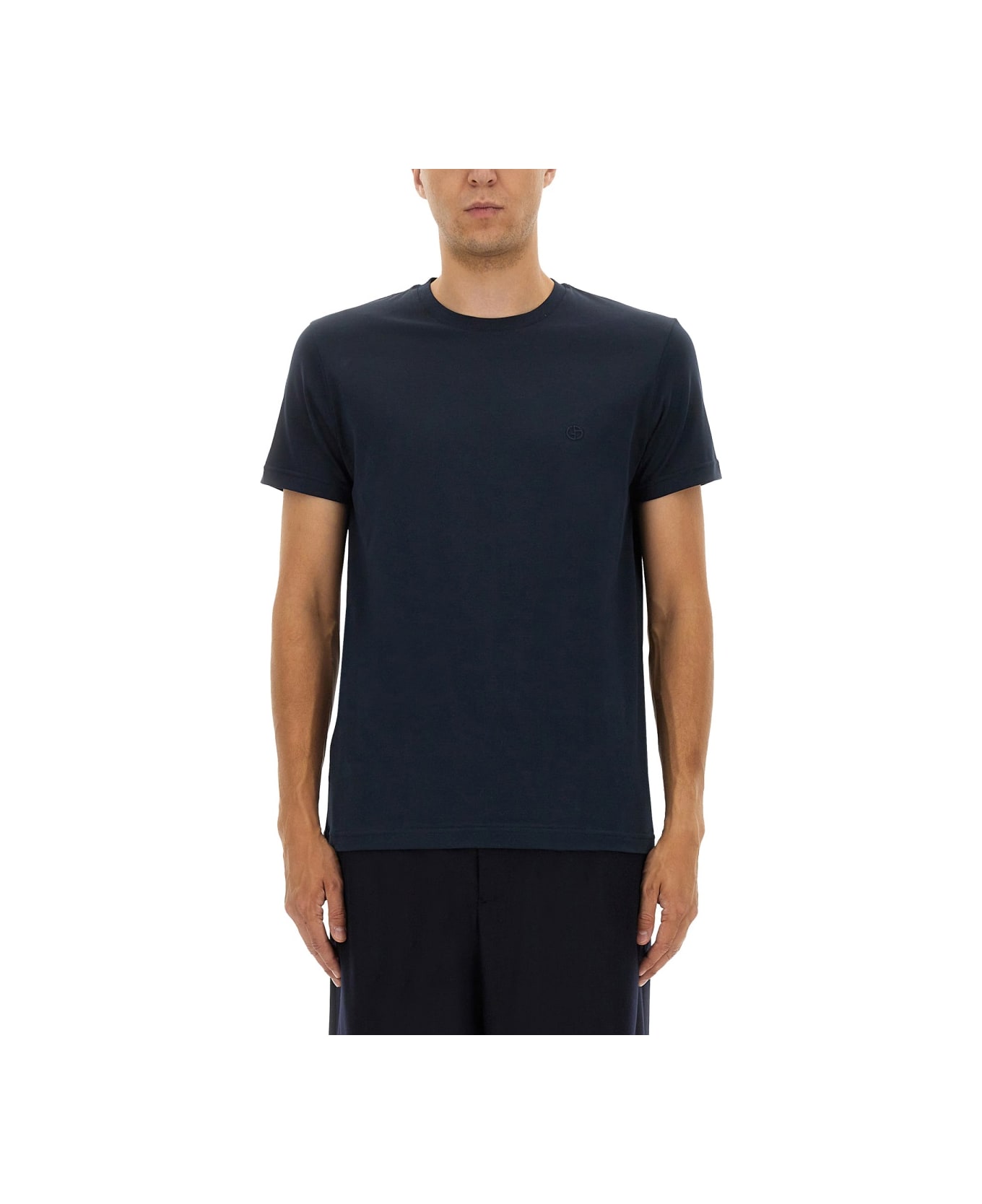 Giorgio Armani Crewneck Cotton T-shirt - BLUE