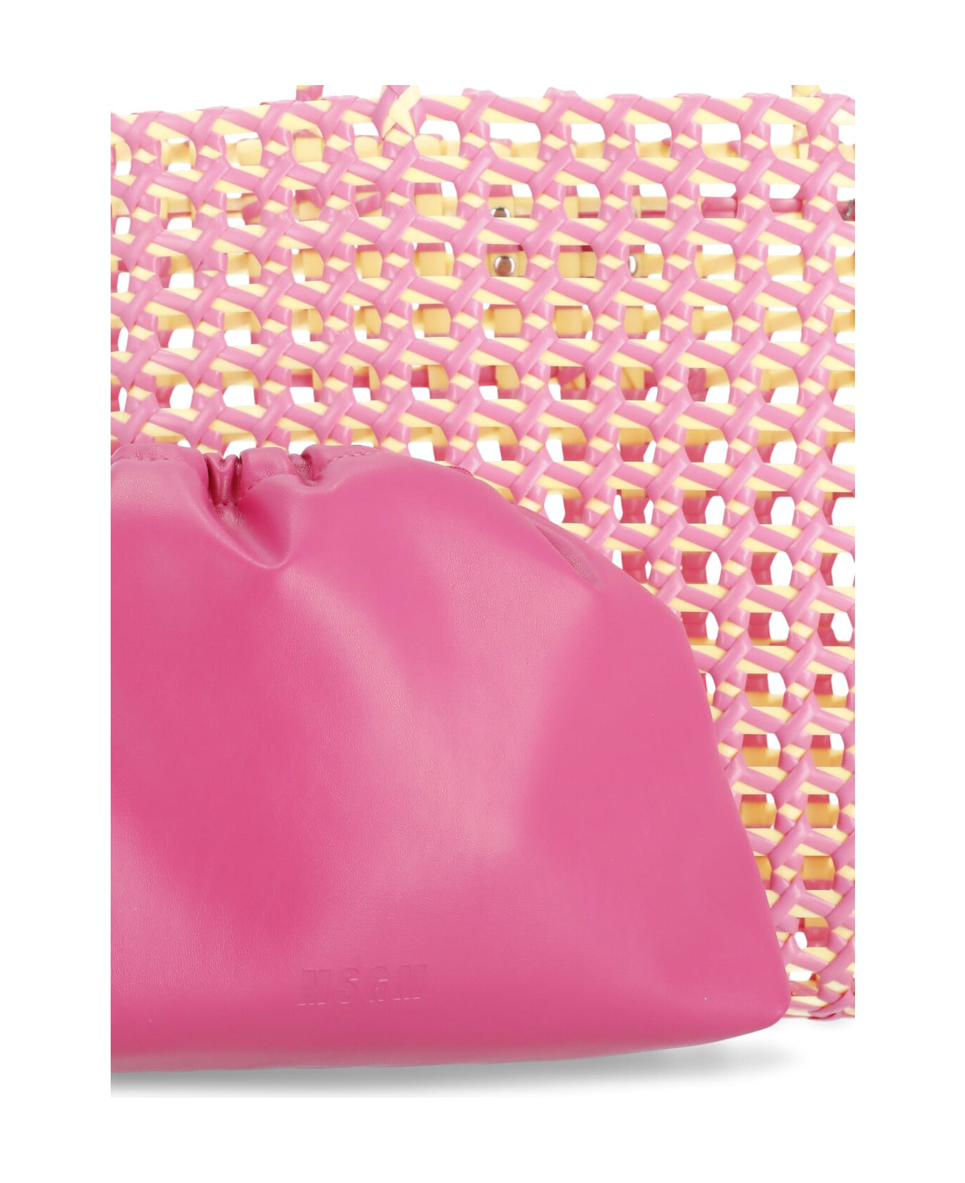 MSGM Maxi Tote Woven Bag - Pink