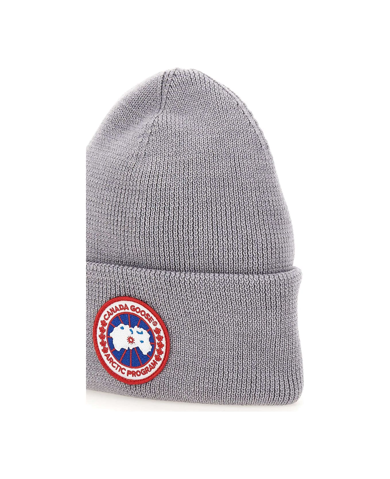 Canada Goose Logo Patch Knitted Beanie - Grey