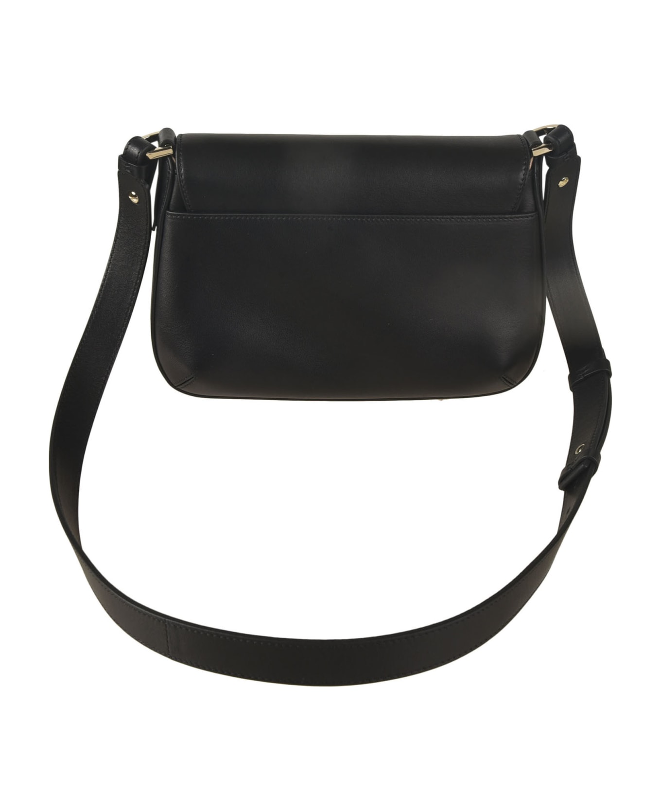 Giorgio Armani Logo Detail Flap Shoulder Bag - Black