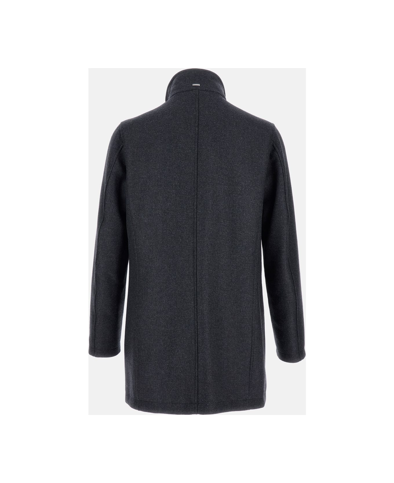 Herno Coat With Eco Fur Collar - Grey