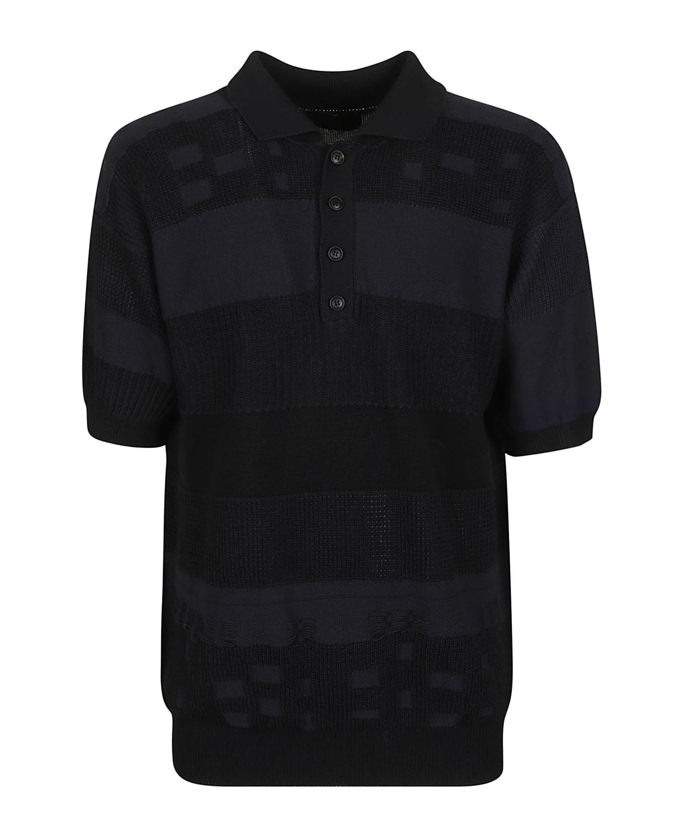 Maison Flaneur Stripe Polo Shirt - Black