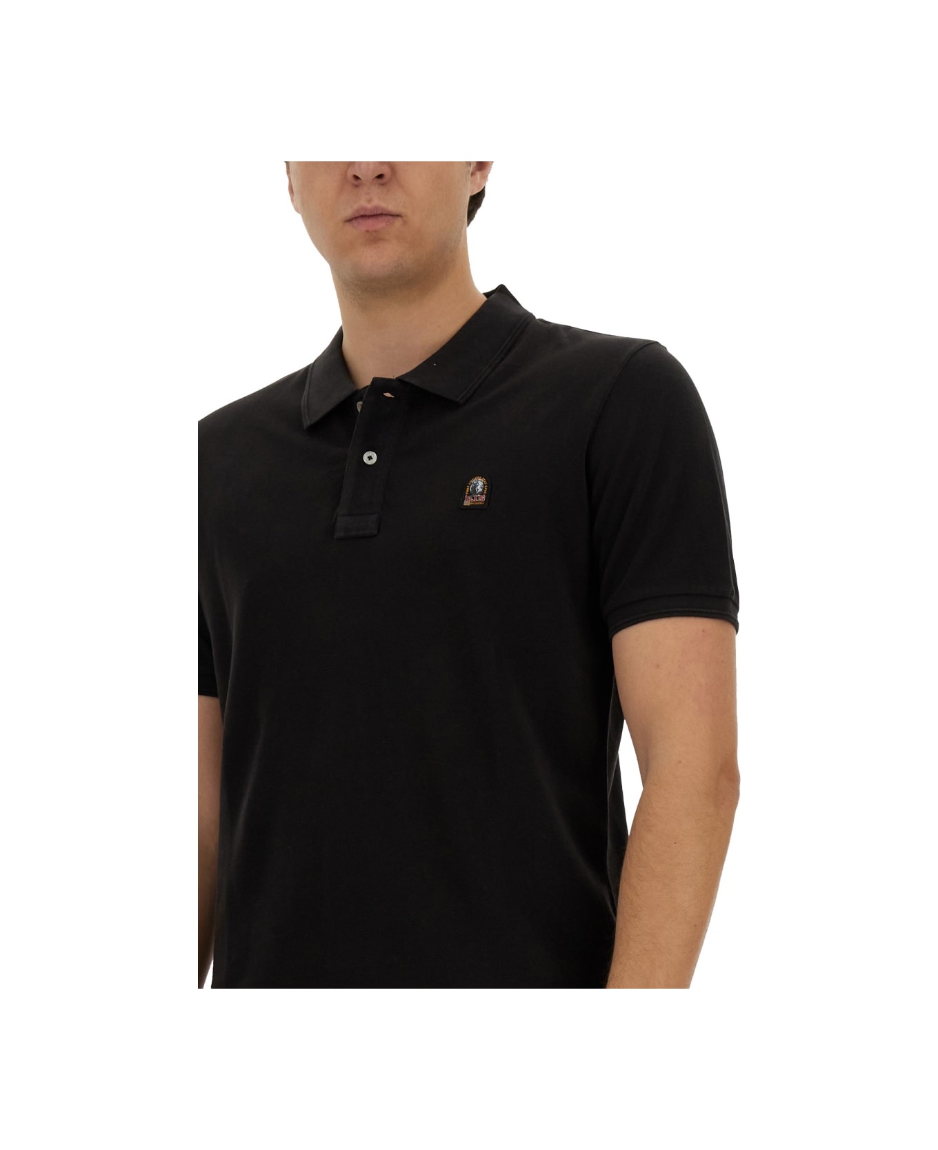 Parajumpers Polo With Logo Patch - BLACK