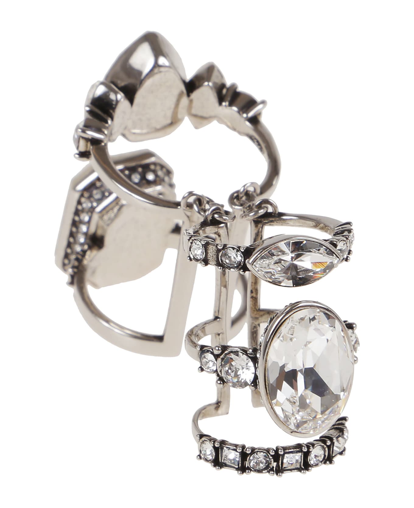Alexander McQueen Stacked Crystal Ring - Ant Silver Sw