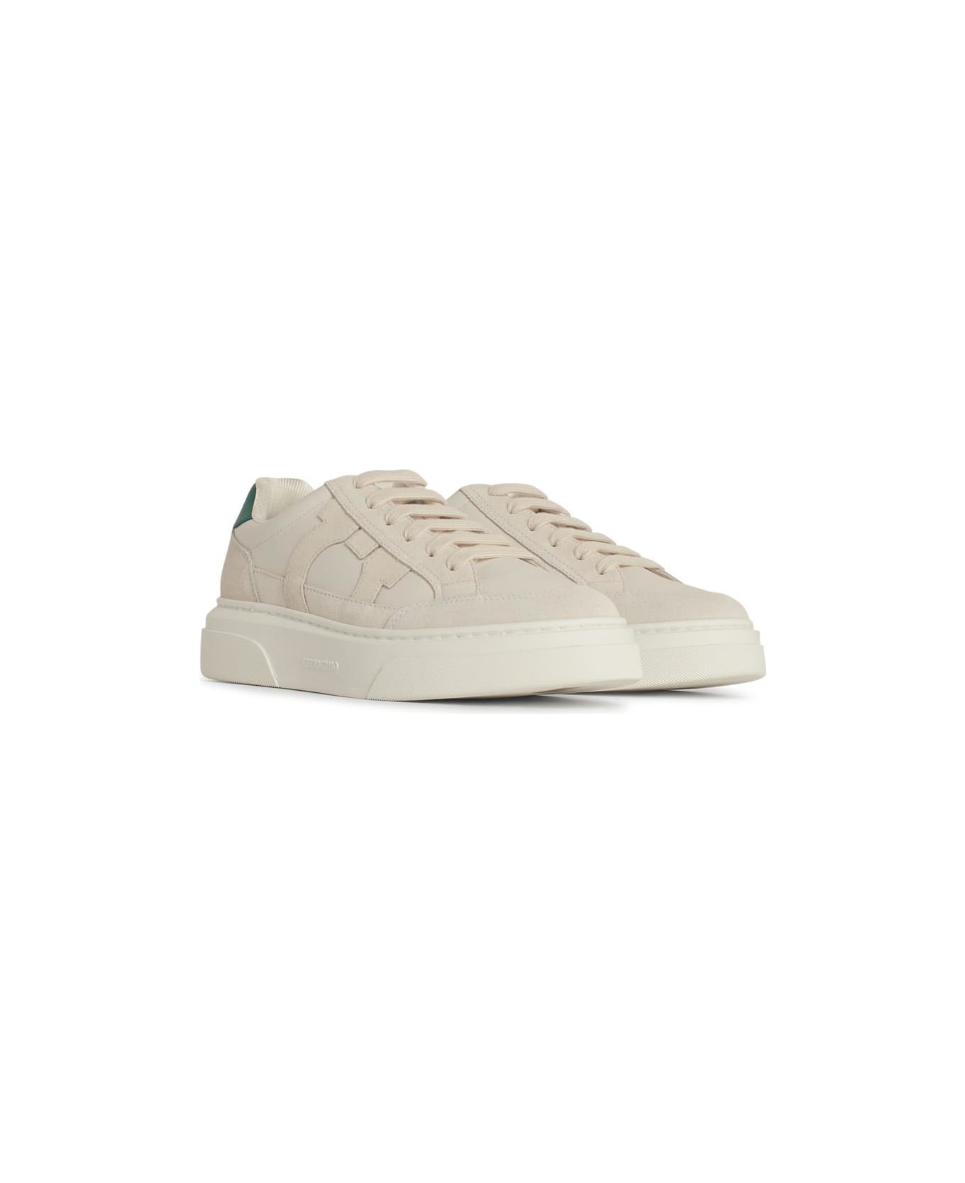 Ferragamo 
cassina
 White Leather Sneakers - White