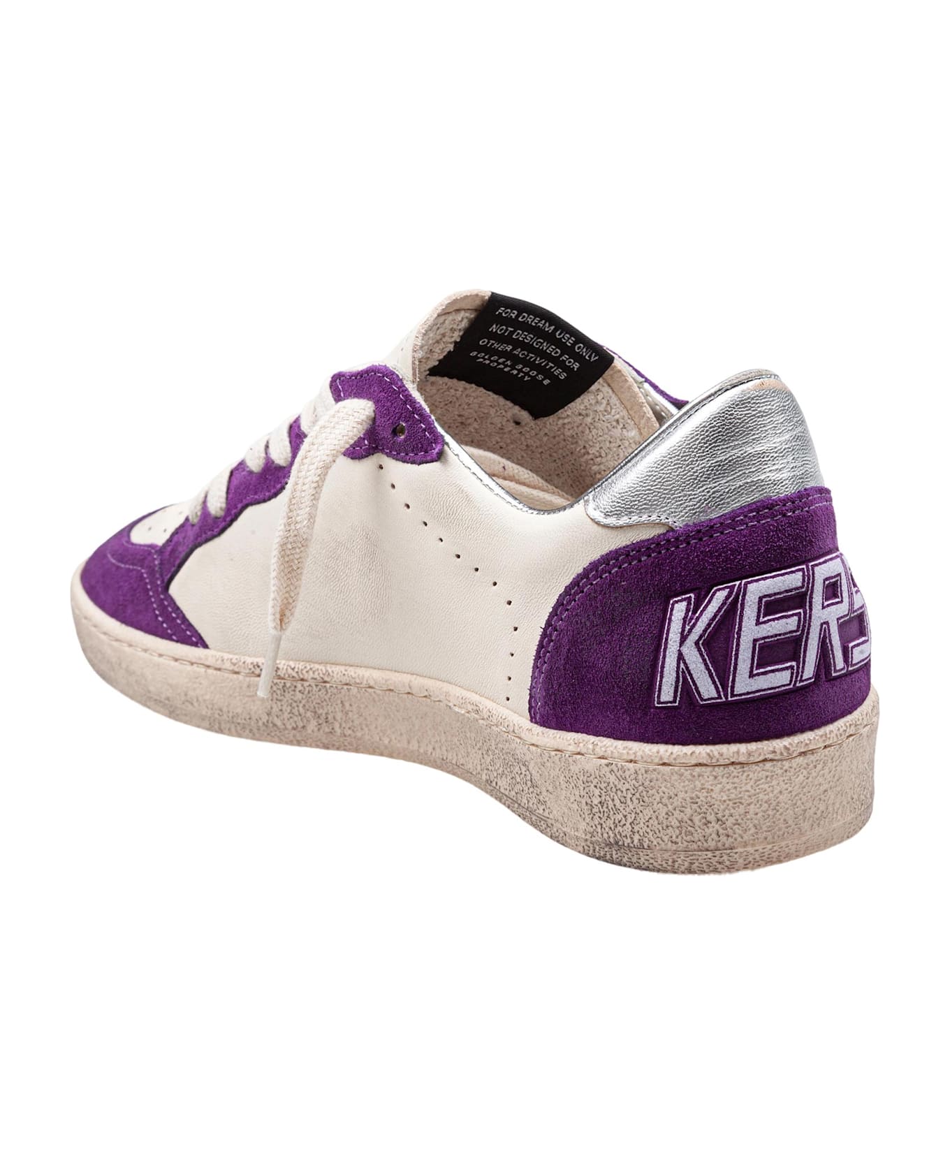 Golden Goose Ballstar Sneakers In Leather And Suede Color White And Purple - White/purple