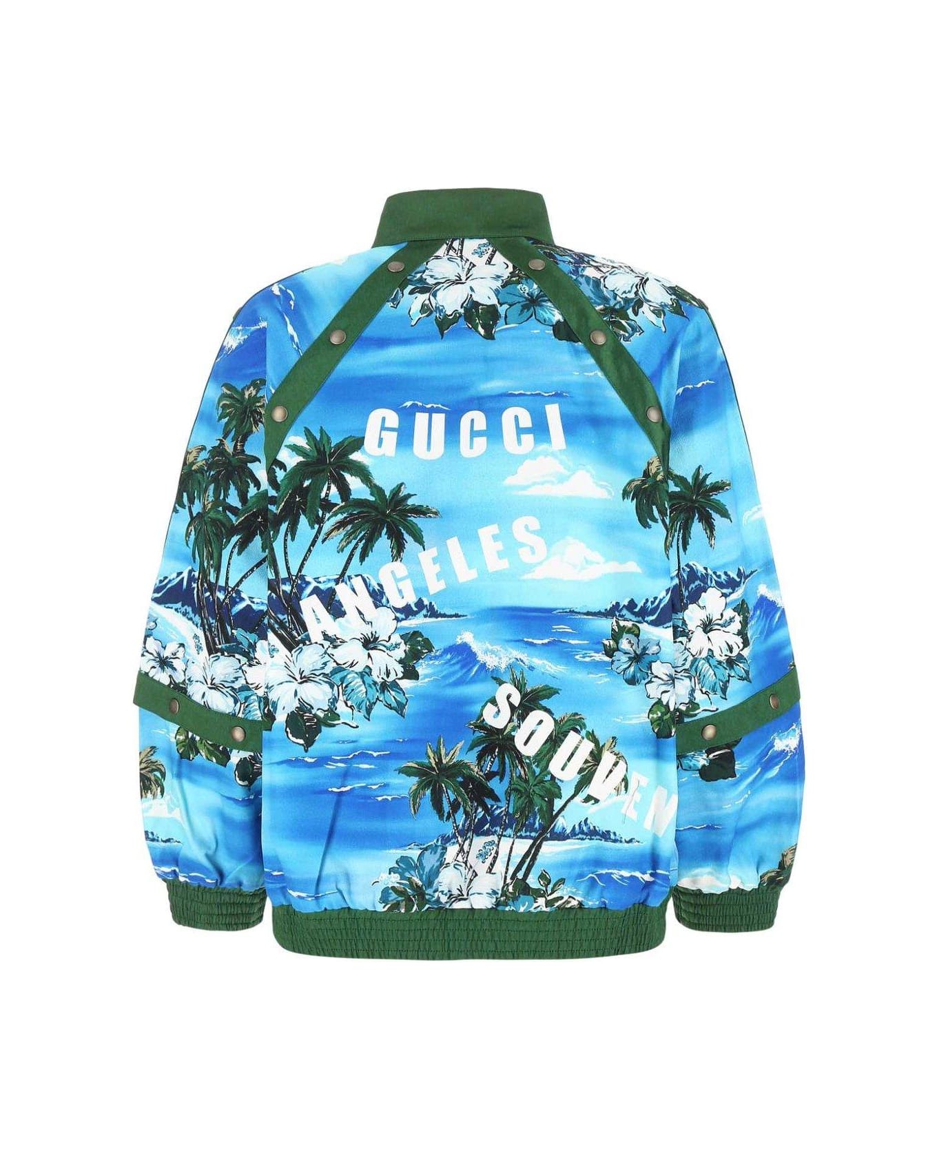 Gucci Graphic Printed Long-sleeved Jacket - Blu/Verde