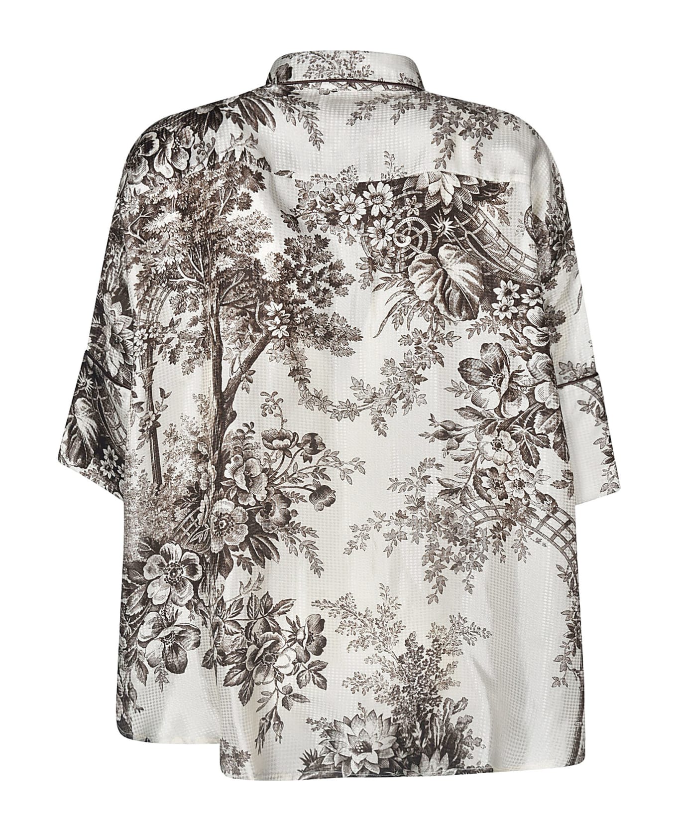 For Restless Sleepers Floral Print Cropped Shirt - White/Brown