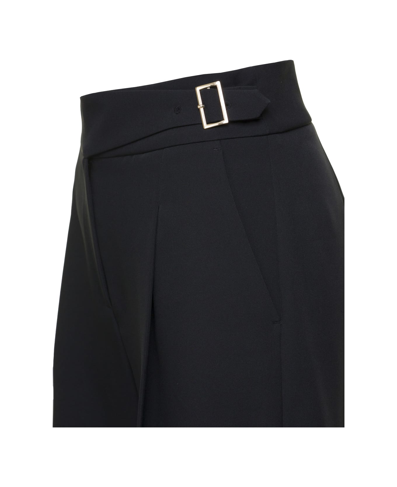 Liu-Jo Black Palazzo Pants With Darts In Stretch Technical Fabric Woman - Black ボトムス