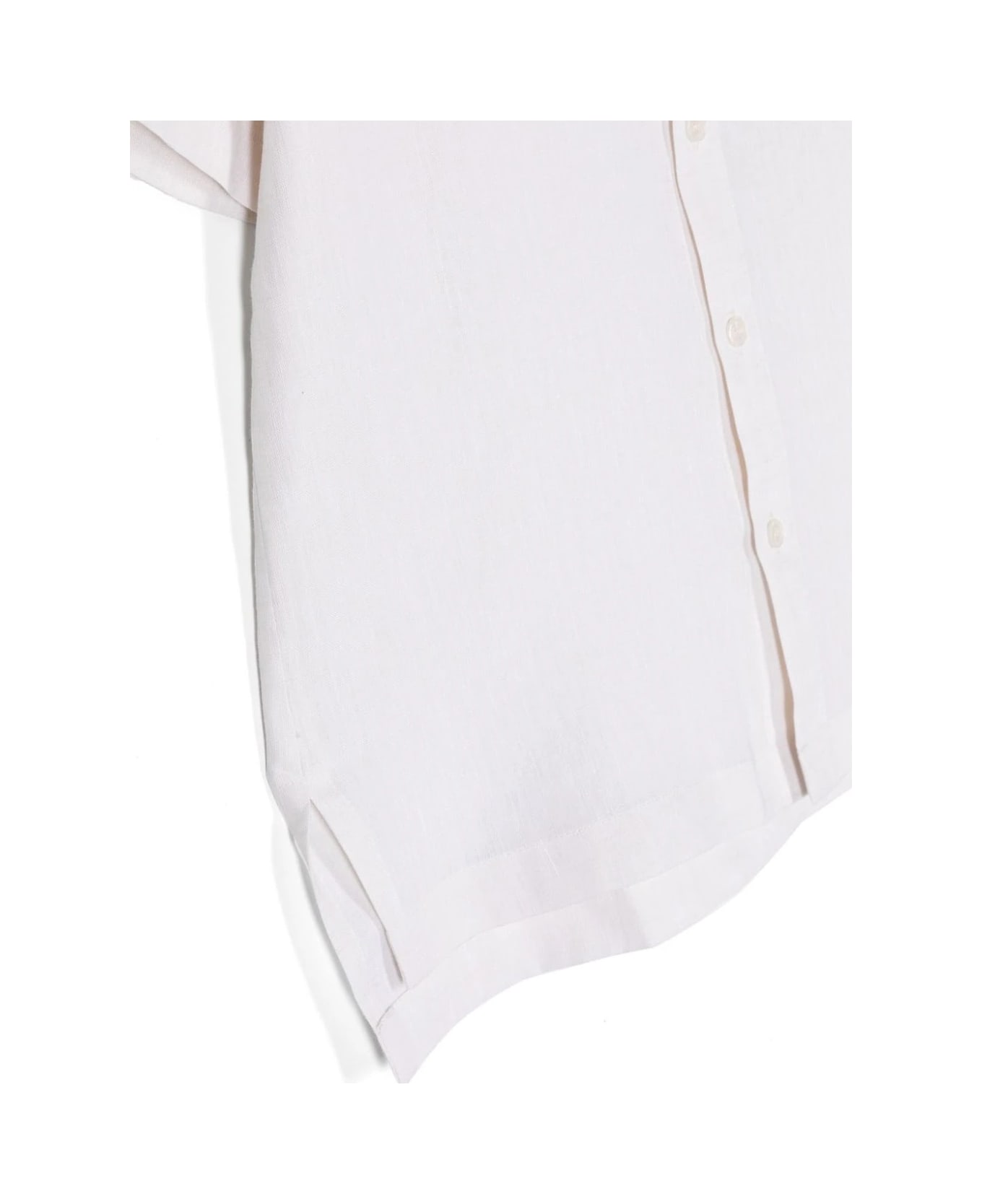 Dolce & Gabbana White Linen Shirt With Logo Plaque - White シャツ