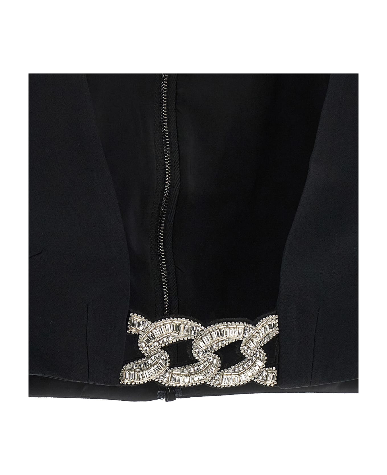 David Koma Top '3d Crystsal Chain And Square Neck' - Black  
