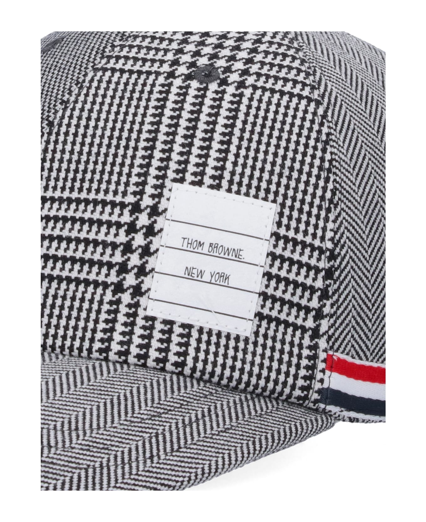 Thom Browne 
patchwork
 Baseball Hat - BLKWHT
