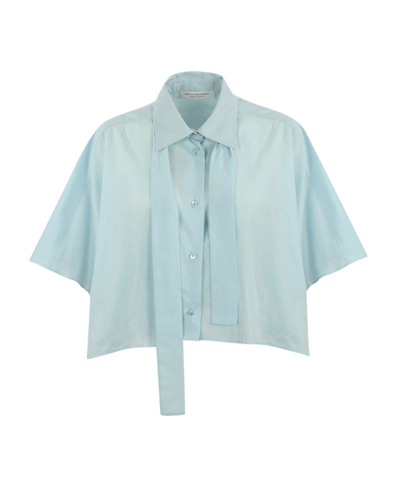 Philosophy di Lorenzo Serafini Cropped Cotton Shirt - Azzurro シャツ