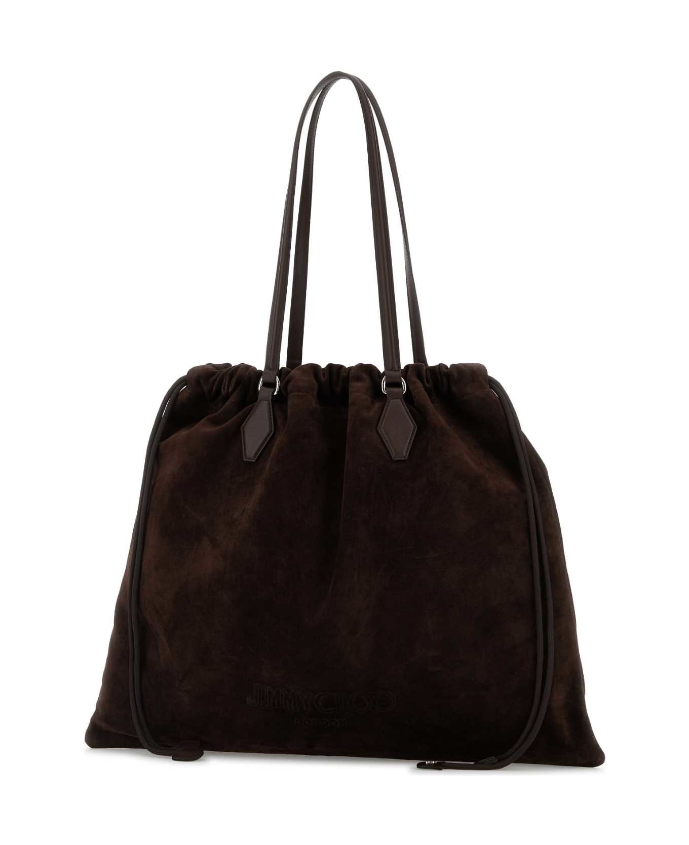 Jimmy Choo Brown Suede Shopping Bag - CHOCOLATEGOLD