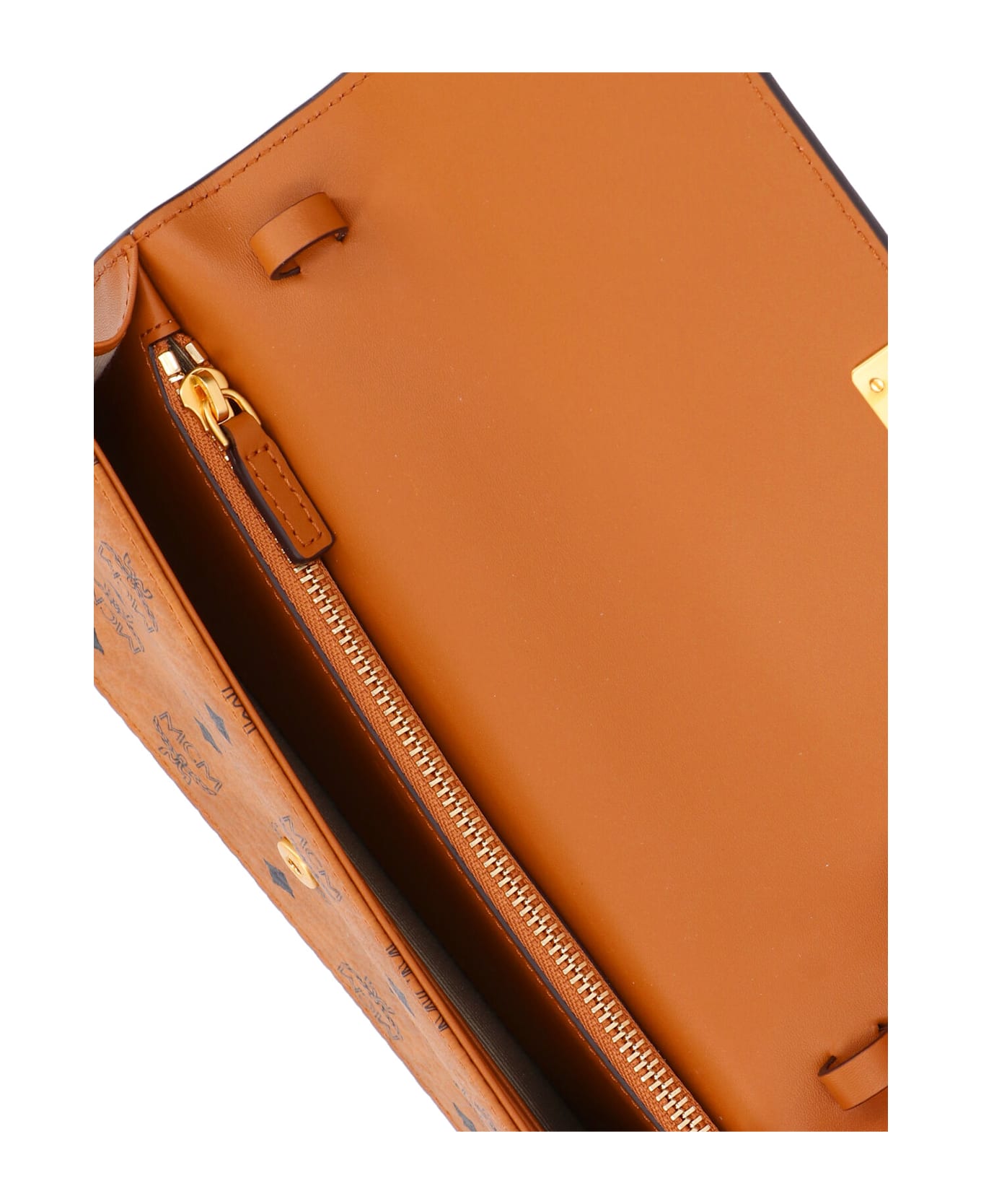 MCM Large Wallet With Logo Shoulder Strap - Brown