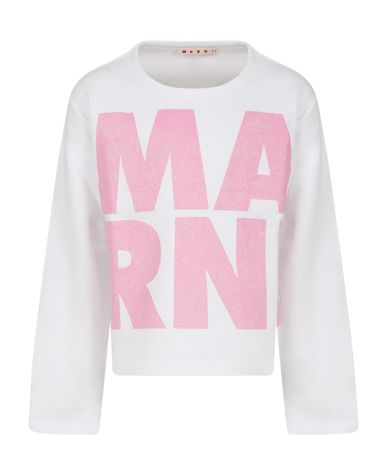 Marni White Sweatshirt For Girl With Logo - White ニットウェア＆スウェットシャツ