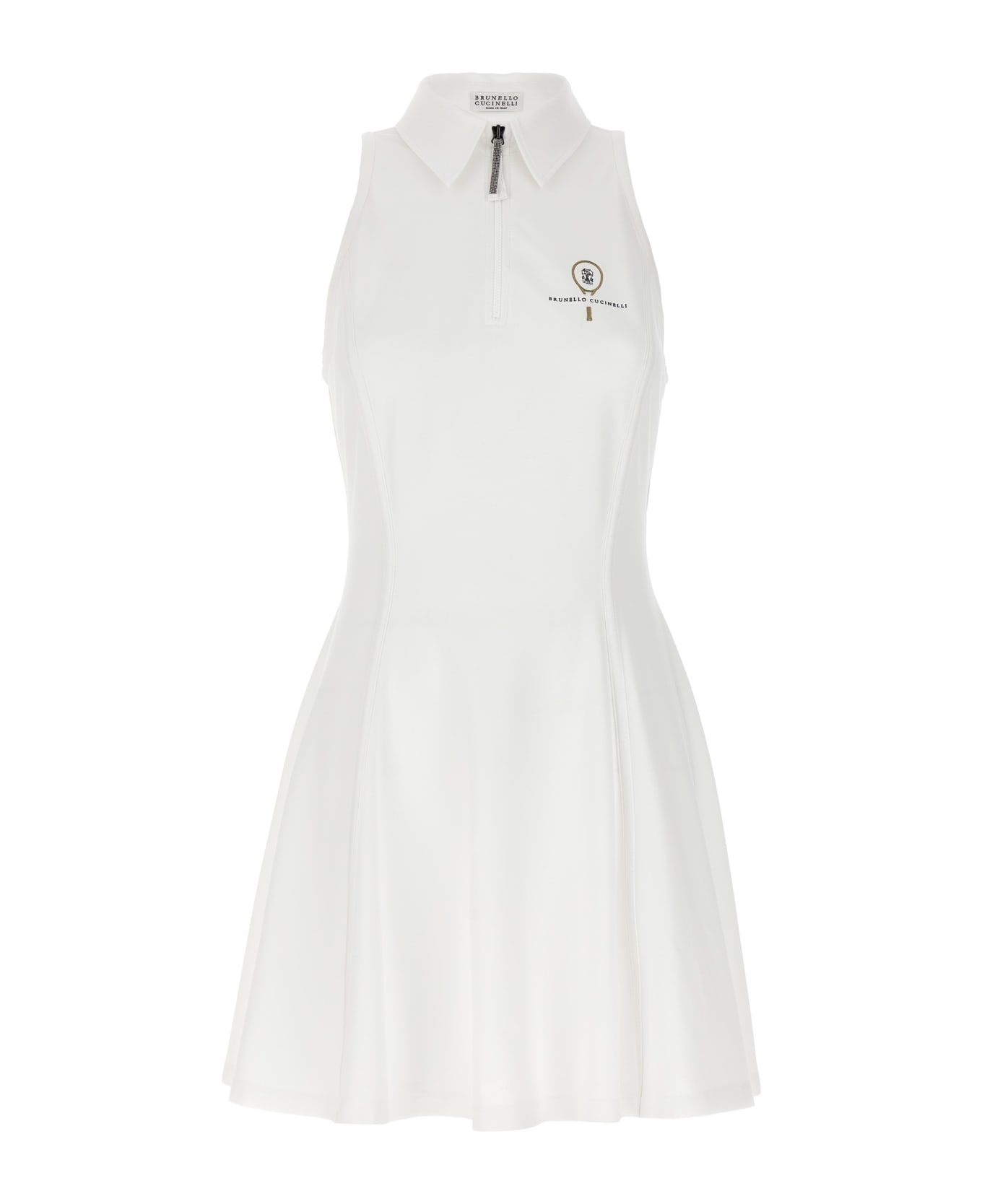 Brunello Cucinelli Logo Embroidery Dress - White
