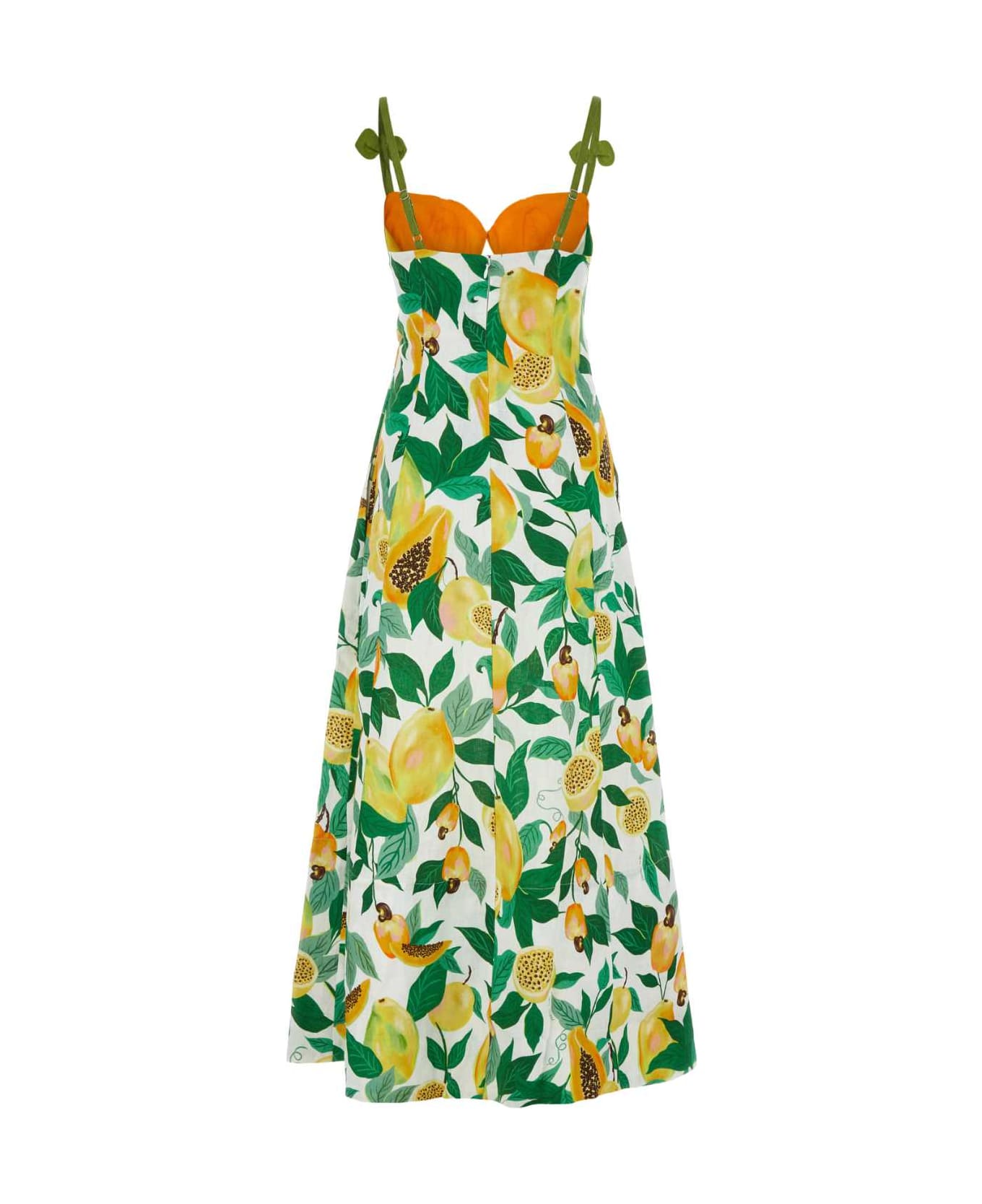 Farm Rio Printed Linen Papaya Salad Dress - PAPAYASALADSCARFOFFWHITE