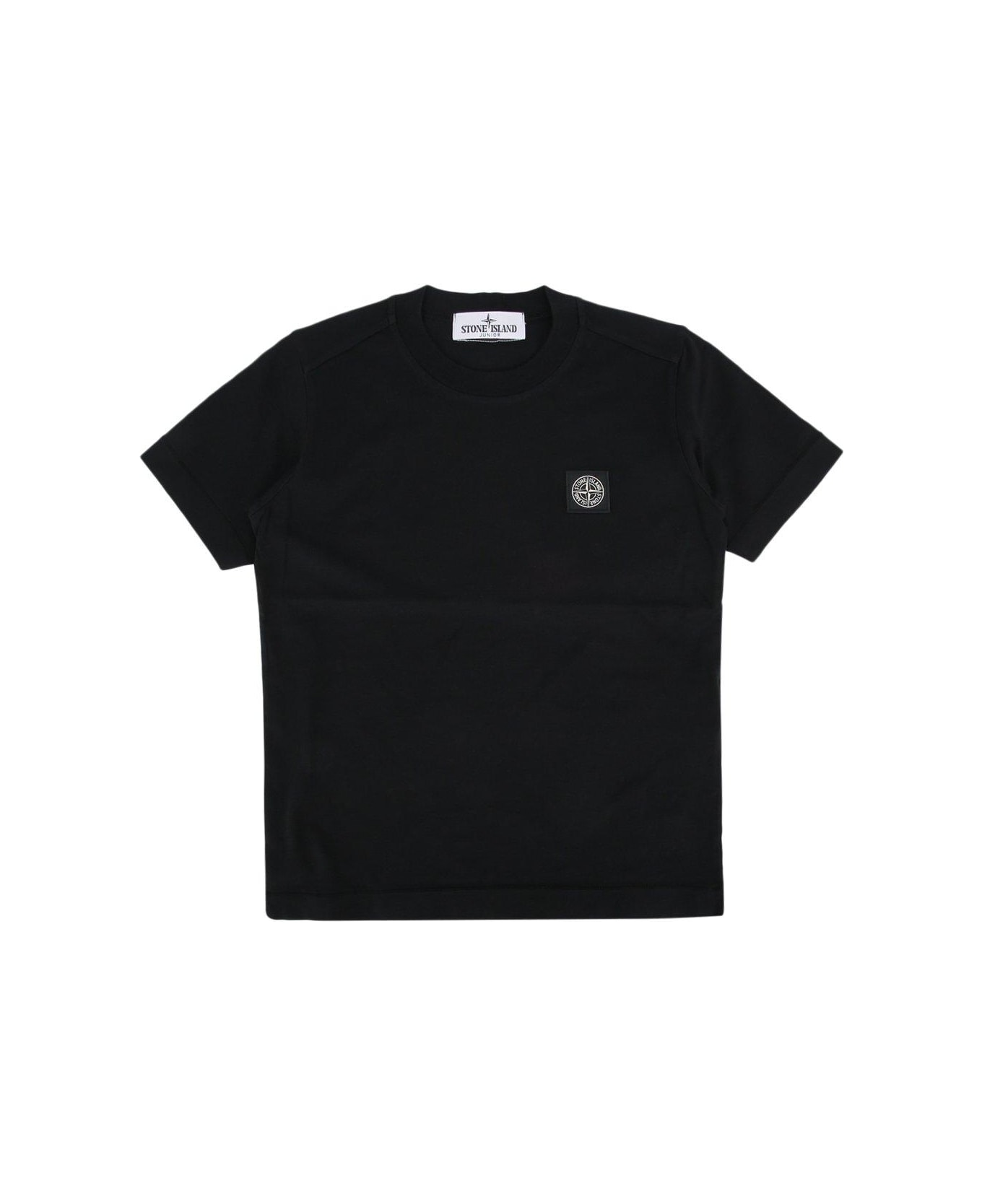 Stone Island Junior Compass-patch Crewneck T-shirt - Black