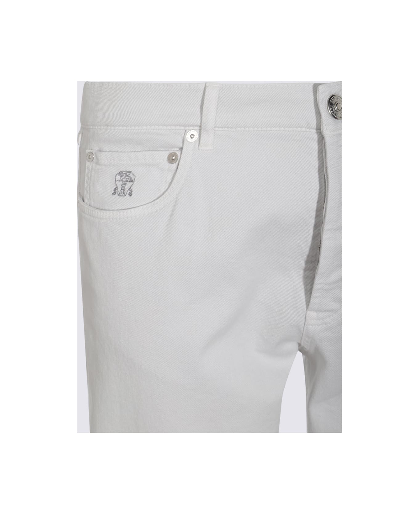 Brunello Cucinelli White Cotton Pants - Gesso