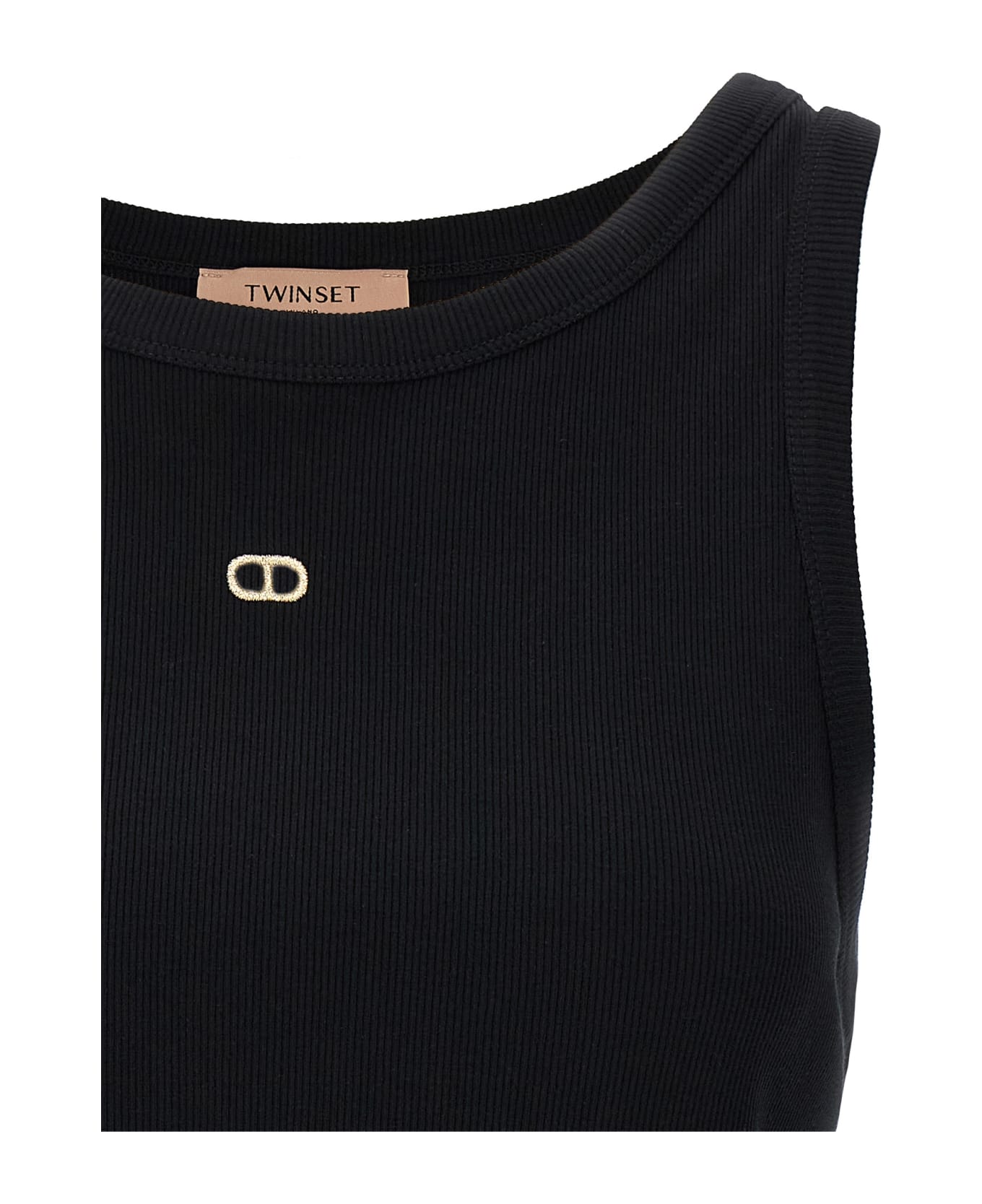 TwinSet Logo Embroidery Tank Top - Black  