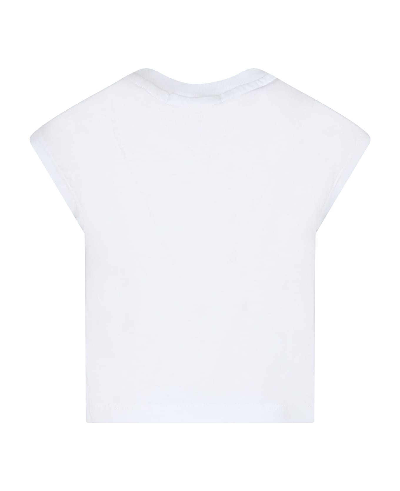 MSGM White T-shirt For Girl With Cherryprint - White