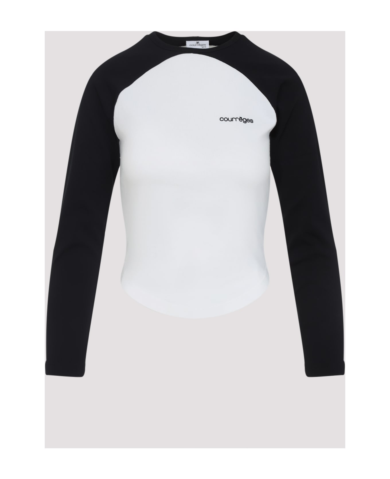 Courrèges Circle Contrast Ls T-shirt - Heritage White Black