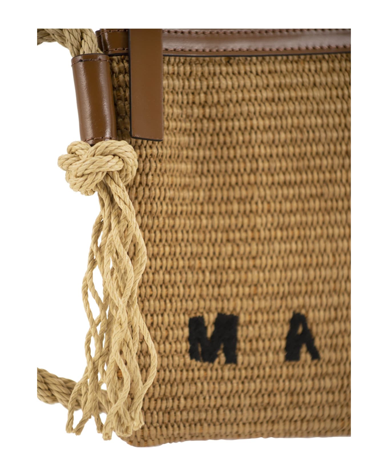 Marni 'marcel Summer' Brown Leather And Fabric Bag - RAWSIENNA