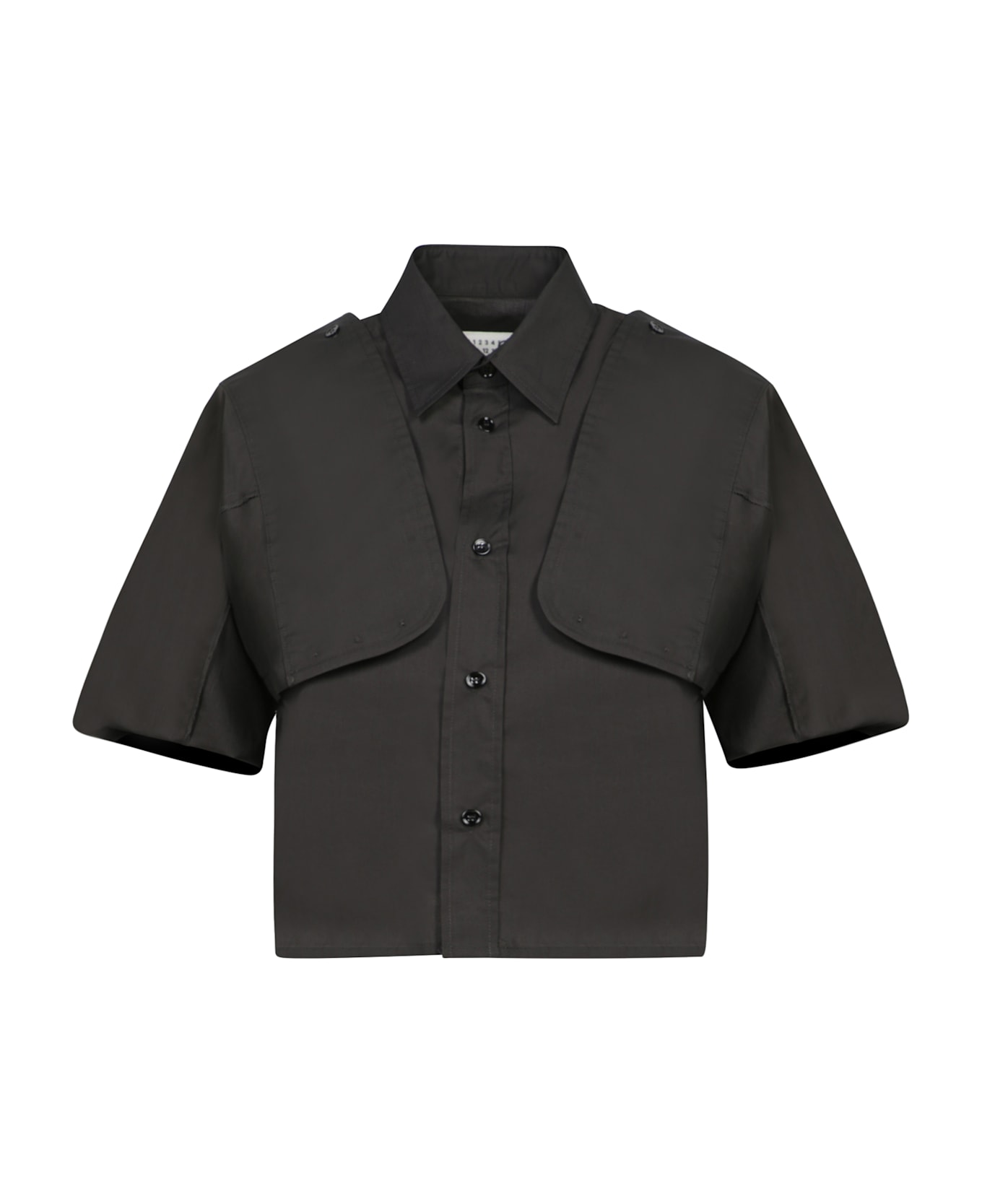 MM6 Maison Margiela Wide-sleeved Cropped Shirt - Black