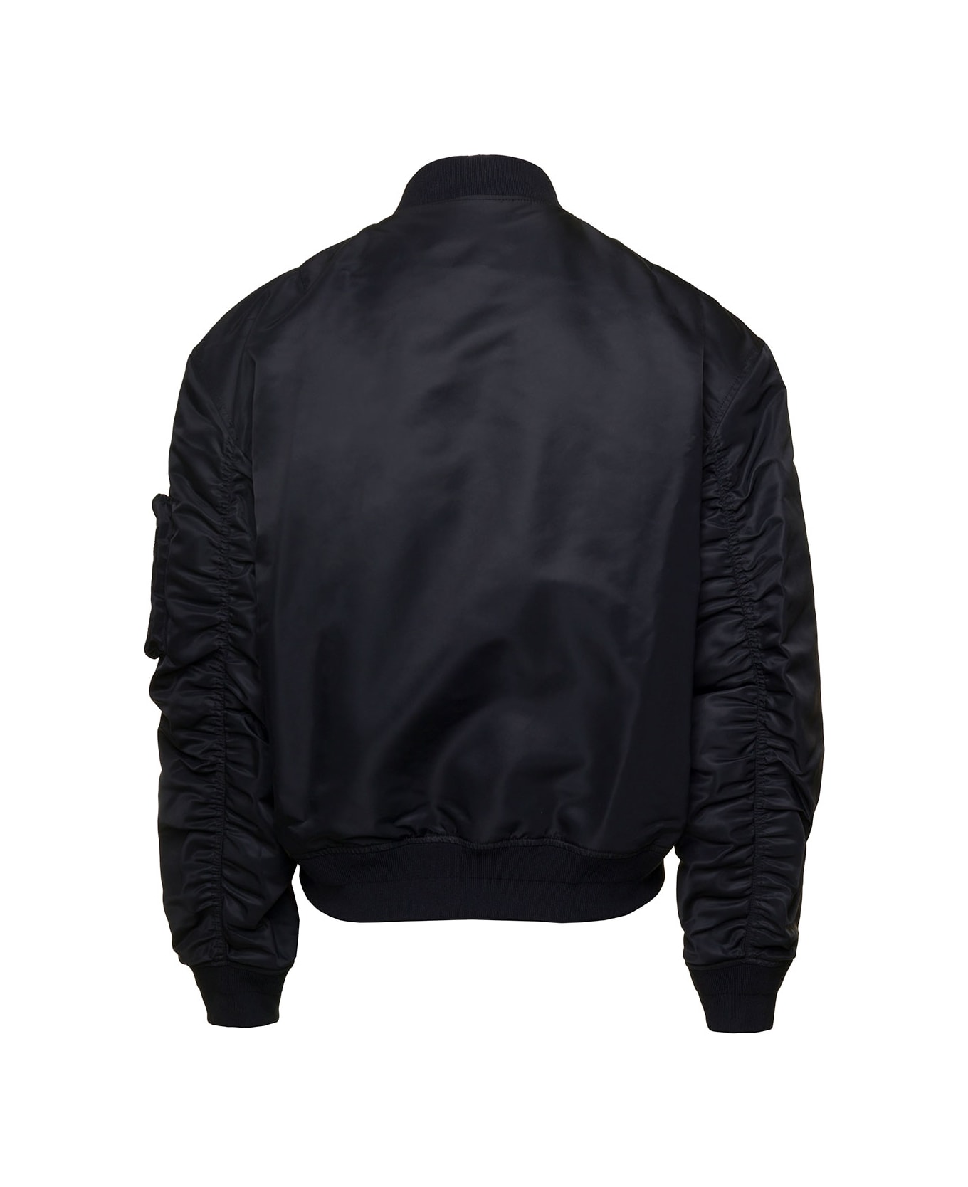 Off-White Black Industrial Bomber Jacket With Logo On The Sleeve In Polyamide Man - Black
