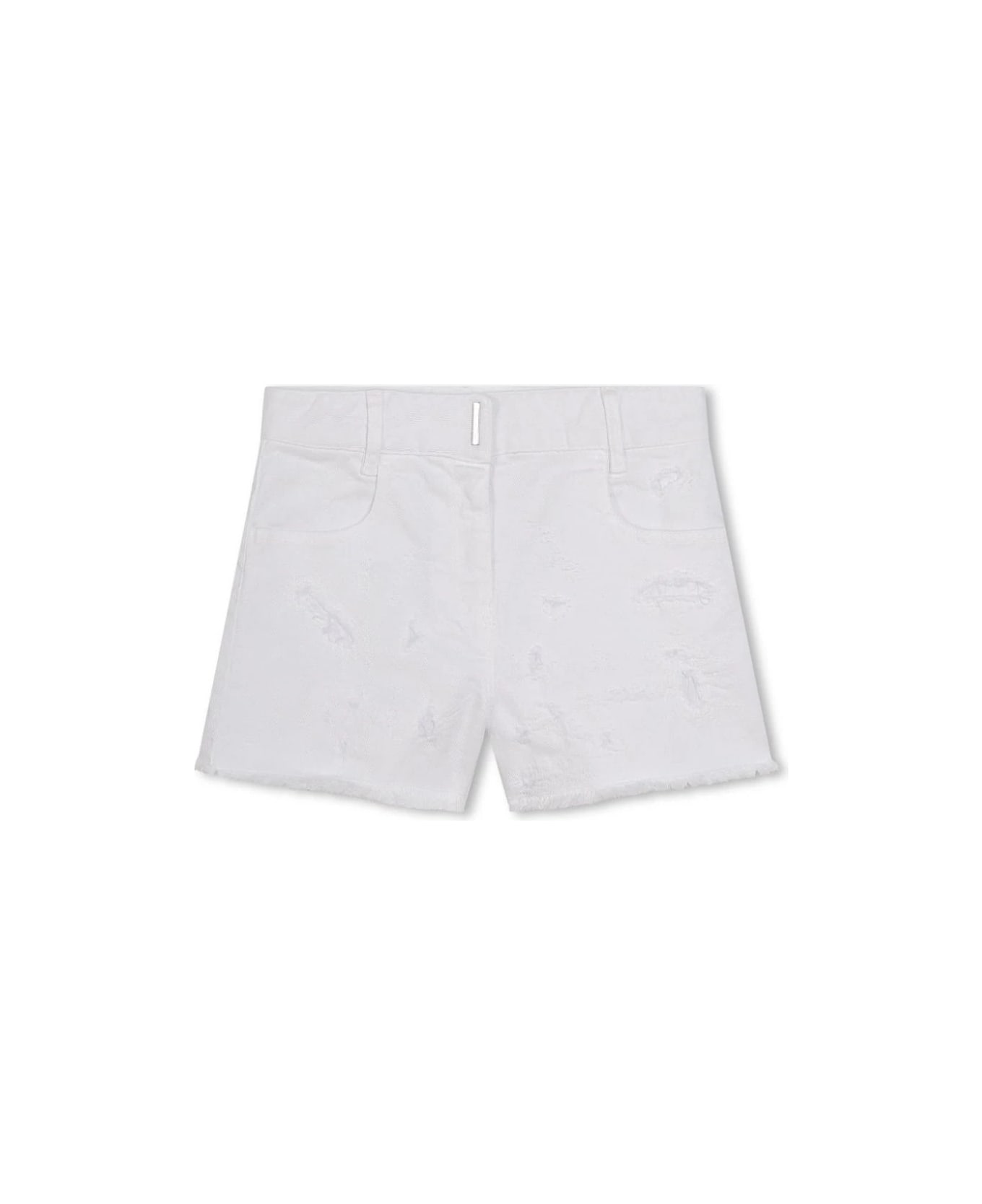 Givenchy White Shorts With Worn Effect - White ボトムス
