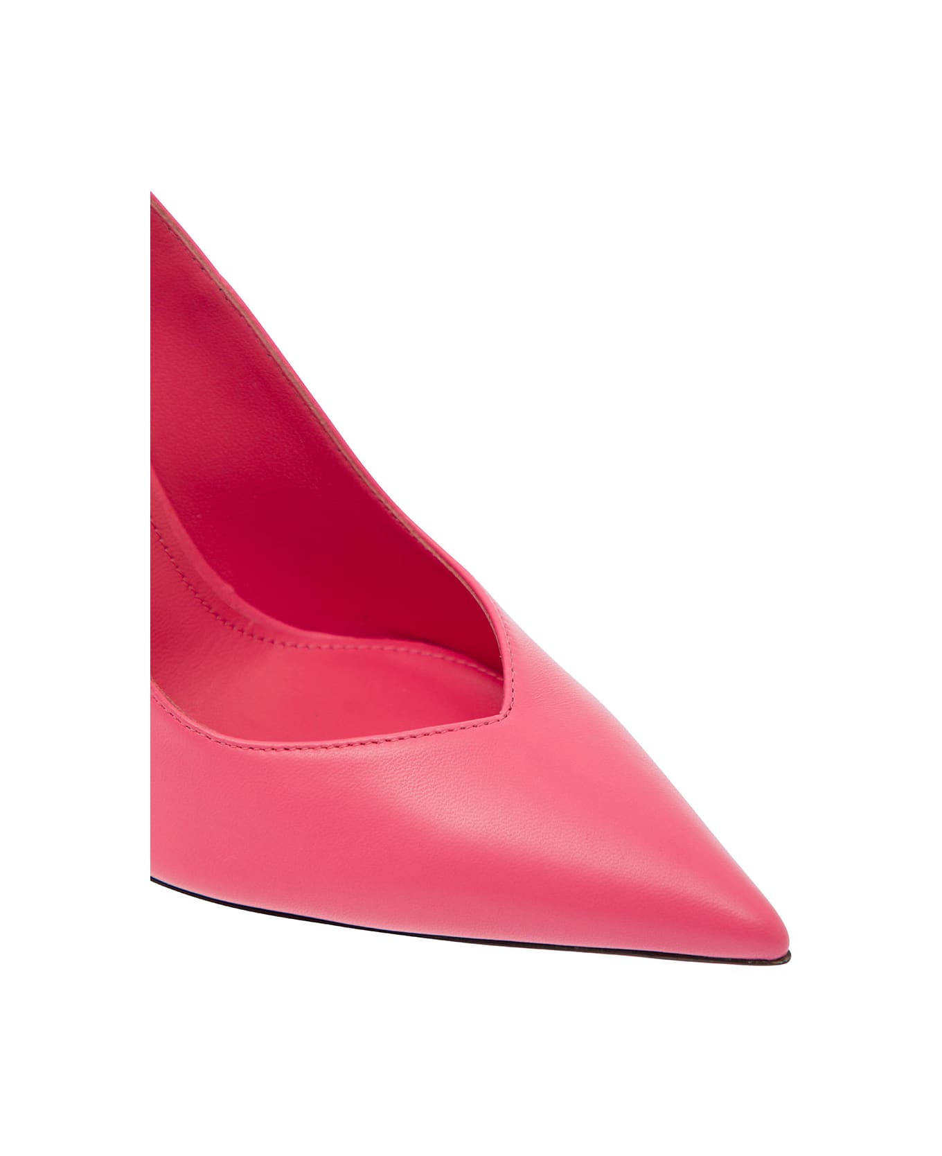 The Attico Pointed Toe Pumps With Strap Detail In Pink Leather Woman - Pink