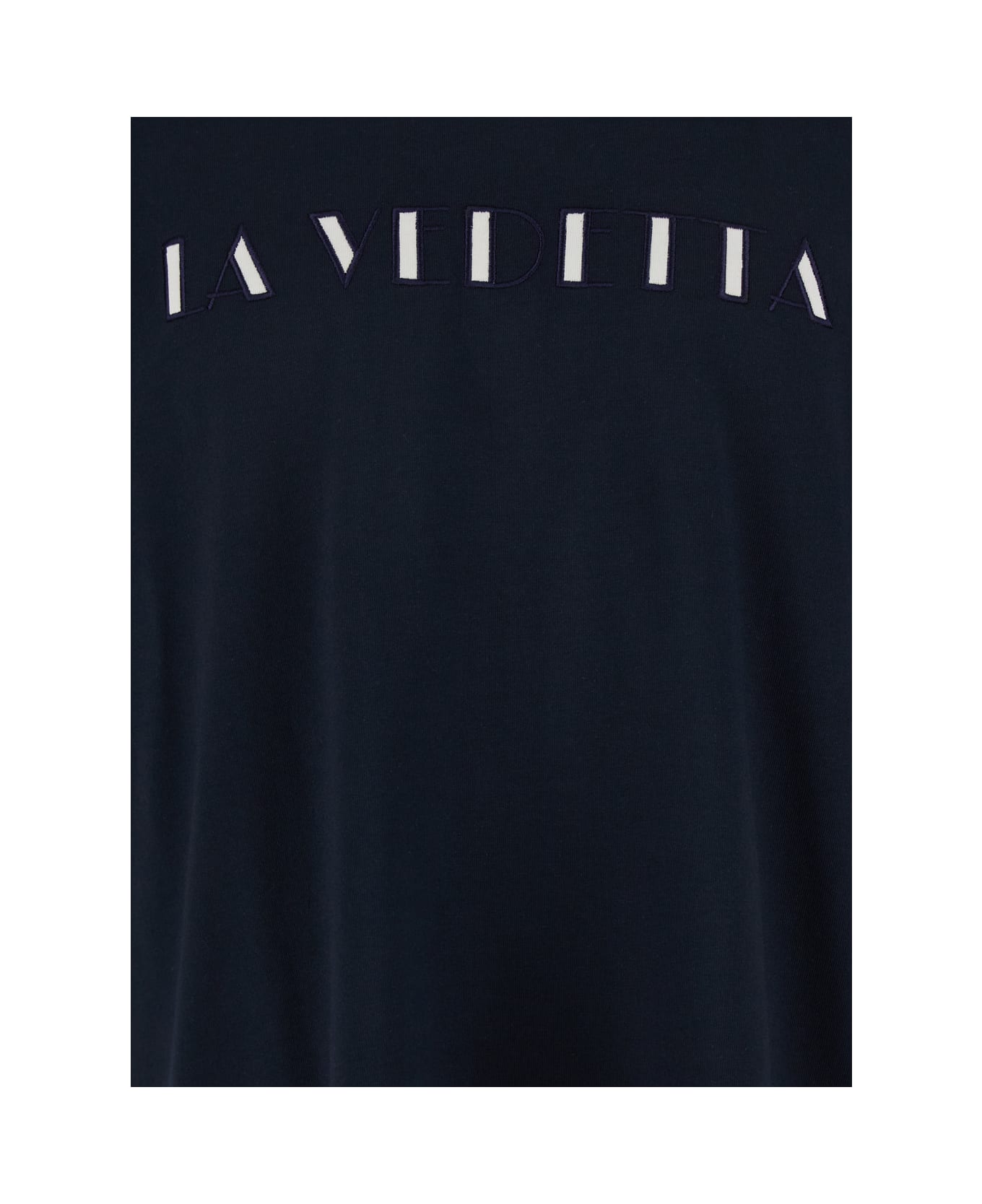 MSGM Blue Crewneck T-shirt With Print On The Front In Cotton Man - Blu