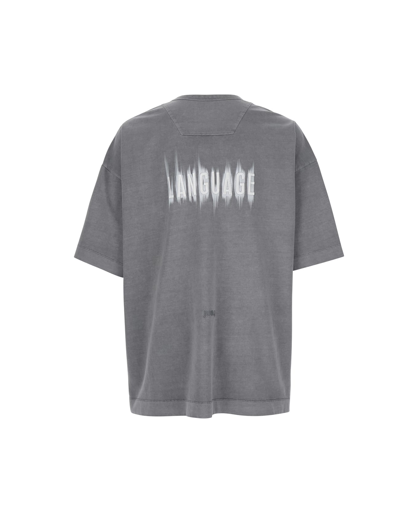 Juun.J Grey T-shirt With Logo Embroidered On The Front And Print On The Back In Cotton Man - Grey