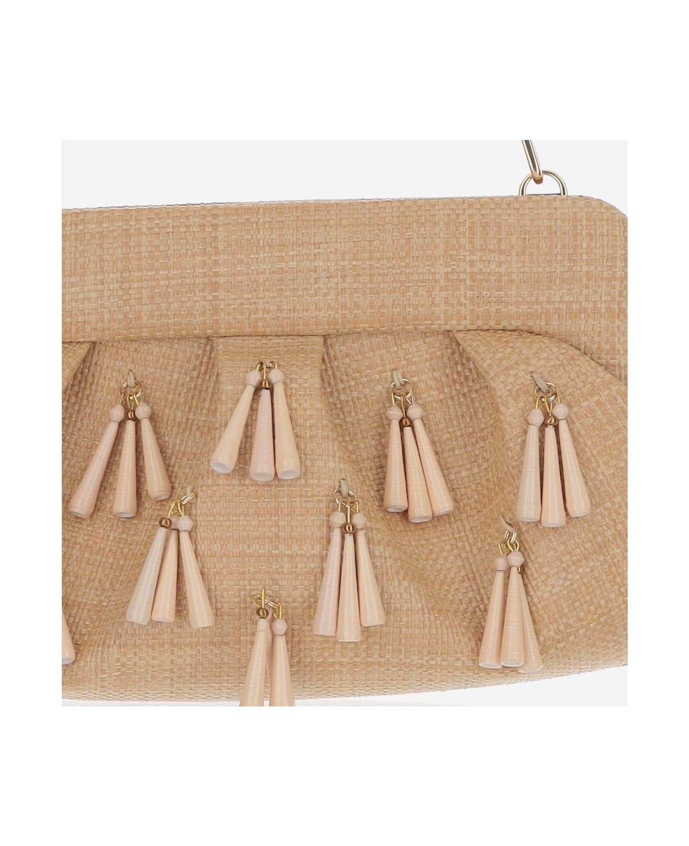THEMOIRè Emera Paper Fringes Clutch Bag - Beige