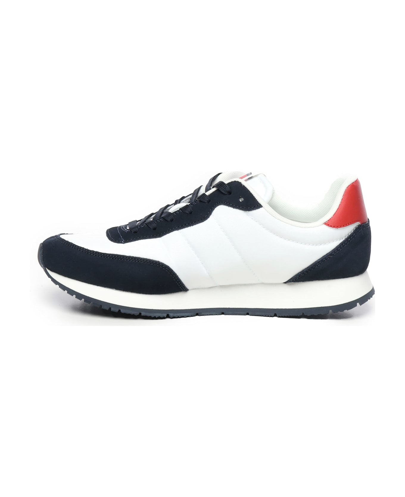 Tommy Hilfiger Sneakers Running In Camoscio Con Logo - BLACK, white