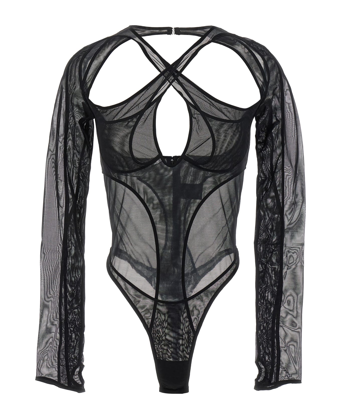 Mugler 'criss-crossed Multi-layer' Bodysuit - Black  