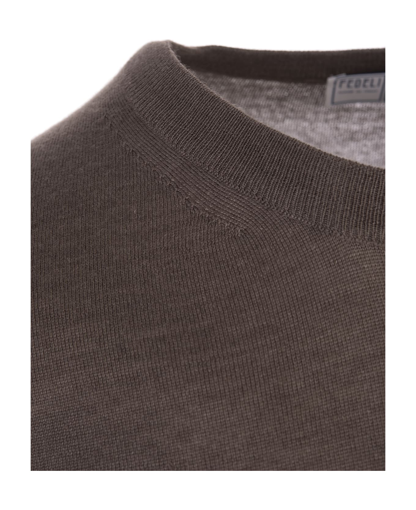 Fedeli Taupe Round Neck Pullover In Cashmere And Silk - Brown