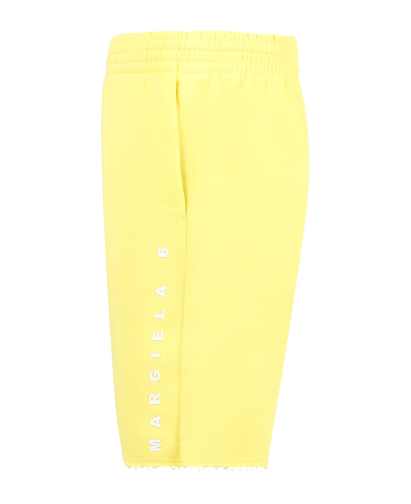 MM6 Maison Margiela Yellow Shorts For Kids With White Logo - Yellow