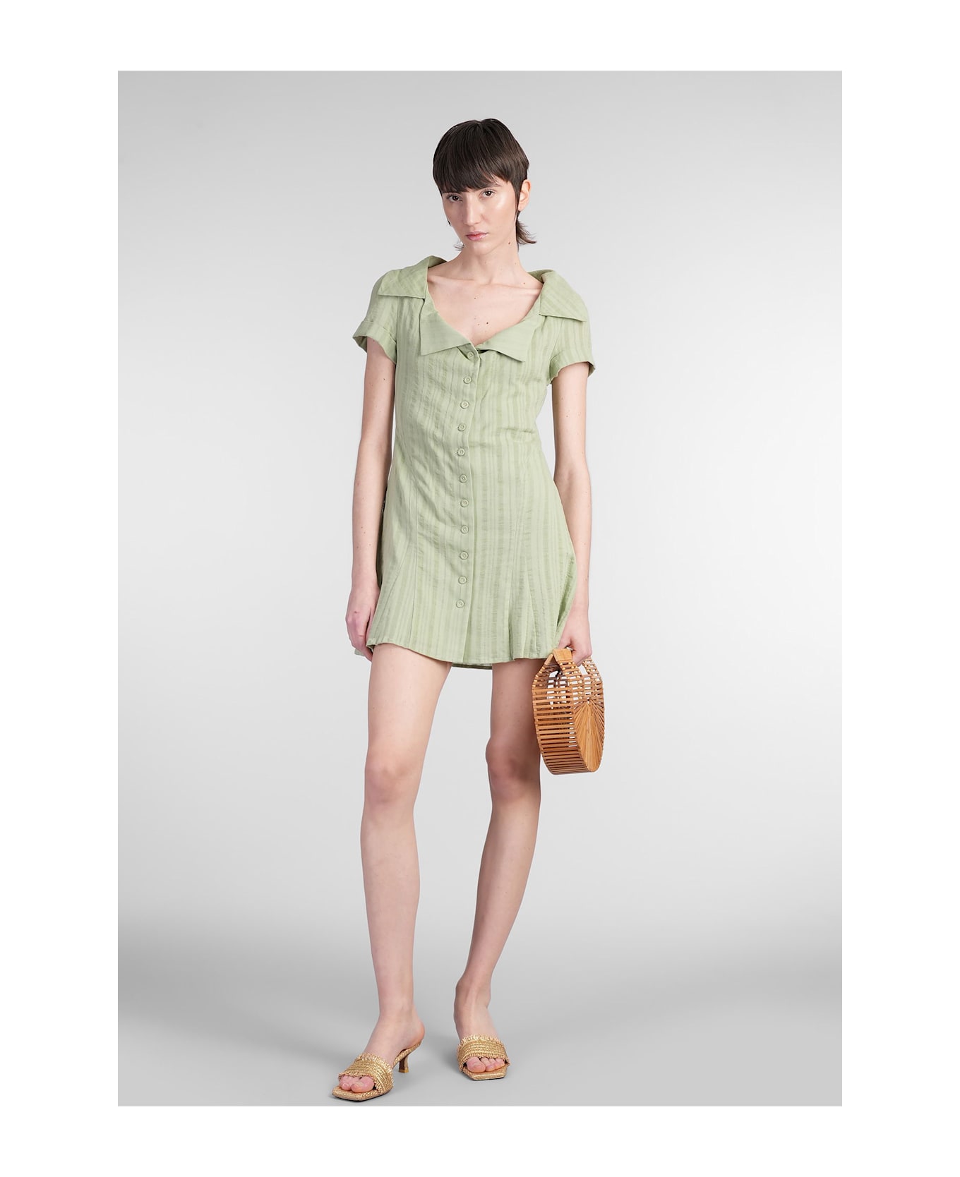 Cult Gaia Alix Mini Dress In Green Cotton - green