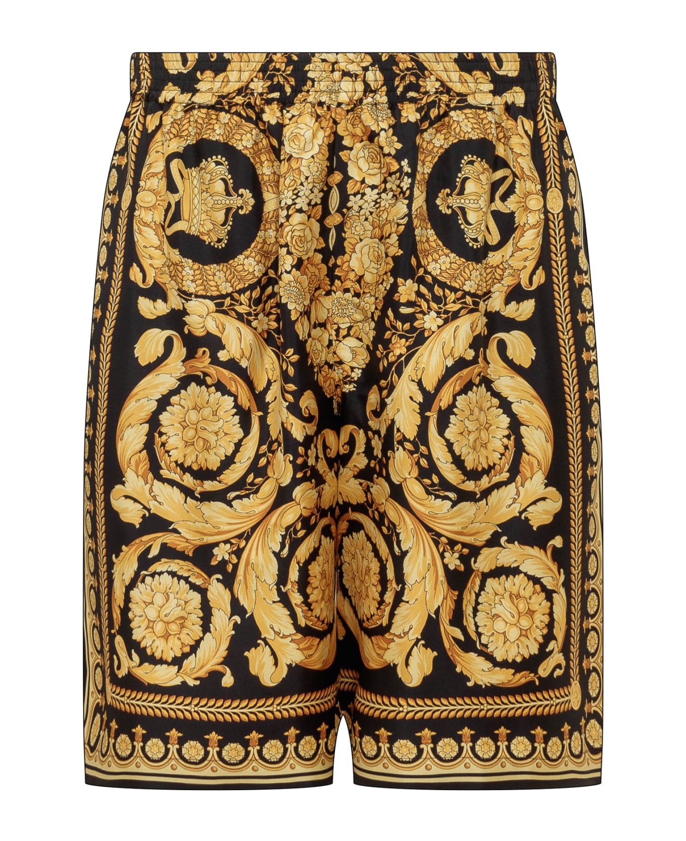 Versace Shorts With Baroque Print - Black