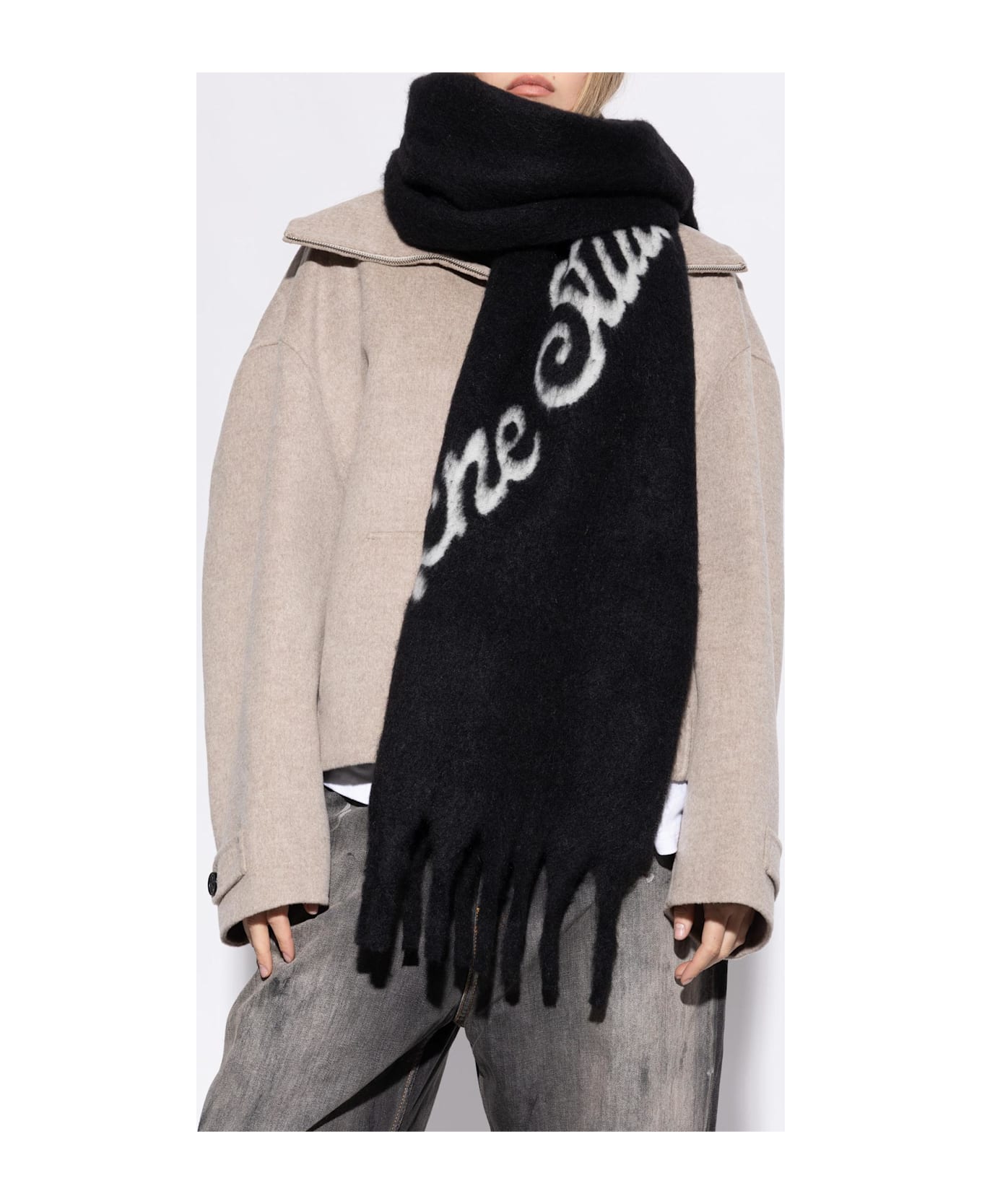 Acne Studios Wool Scarf - BLACK/GREY