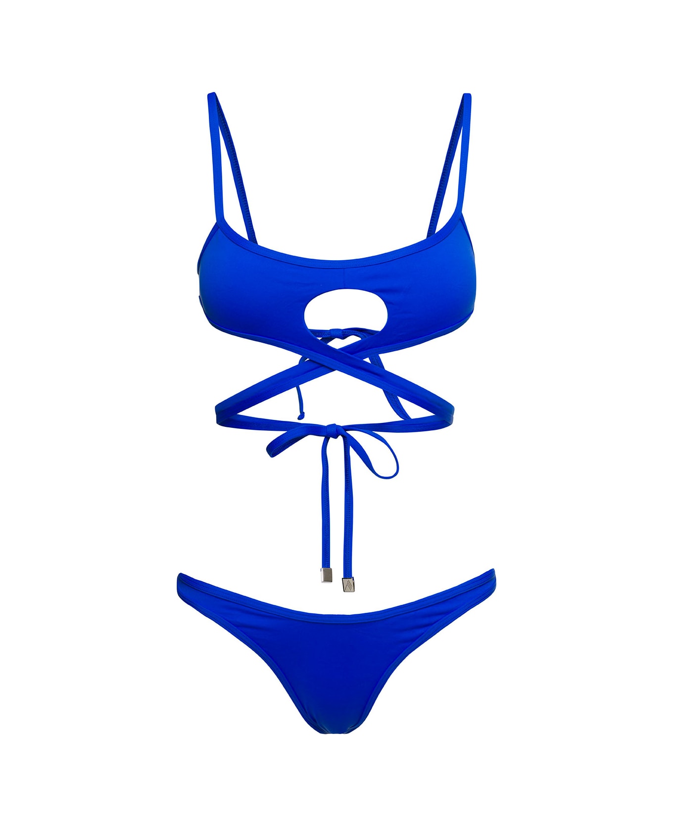 The Attico Cut-out Wraparound Bikini Set In Bluetechnical Fabric Woman - BLUE 水着