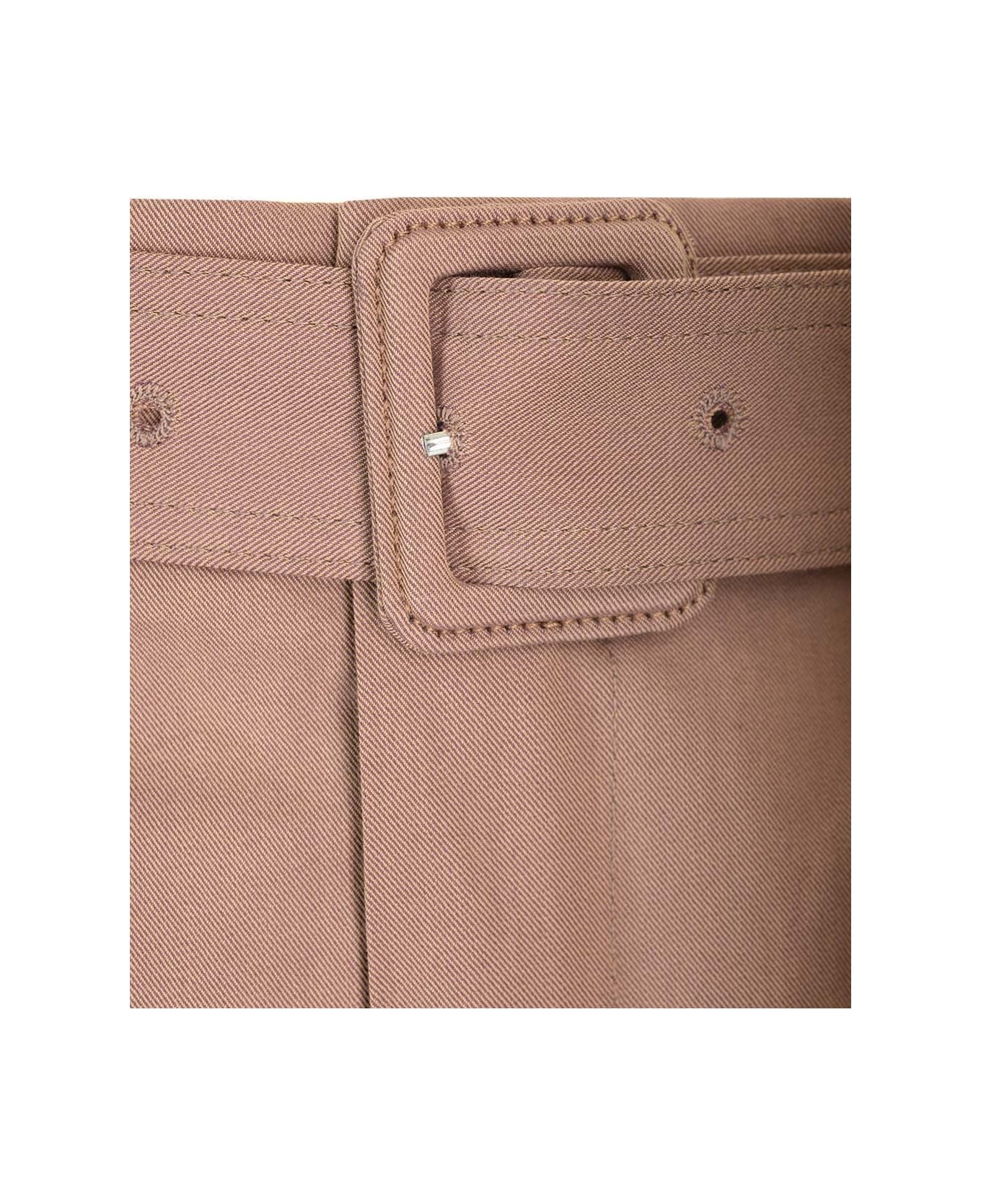 Dries Van Noten Straight Trousers With Belt - Brown