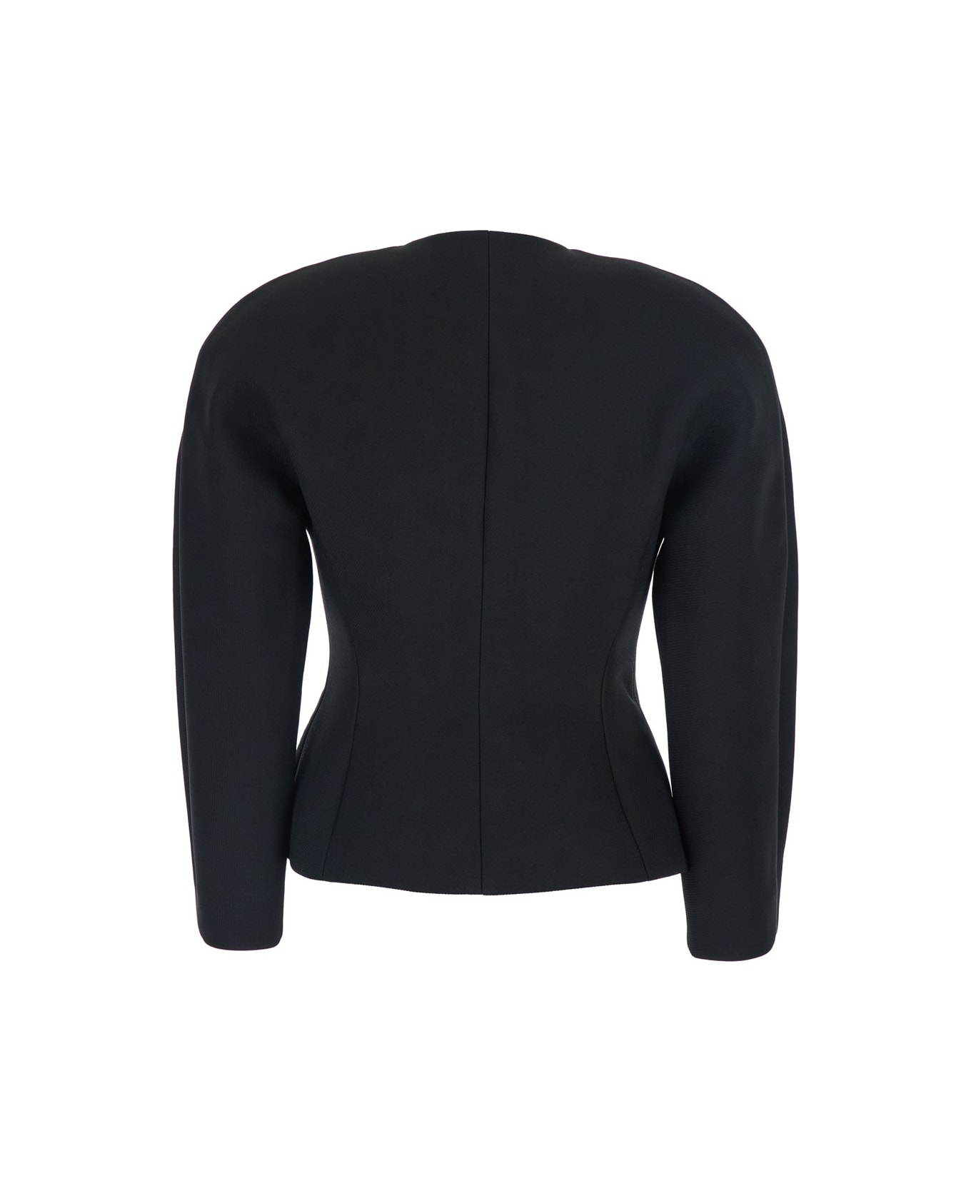 Jacquemus Black Blouse With Front Neckline And Side Pockets In Cotton Blend Woman - Black